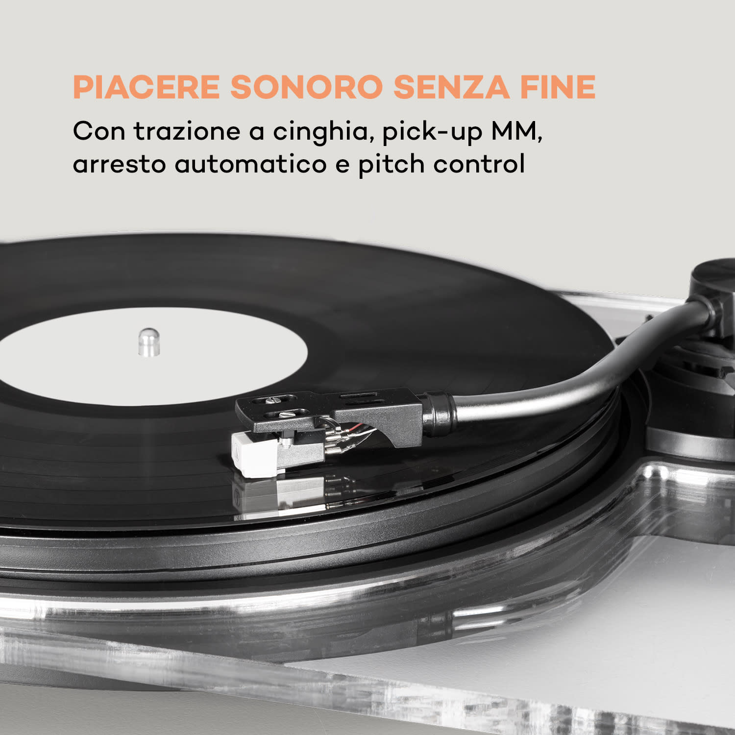 Pureness giradischi acrilico 33 1/3 + 45 giri/min preamplificatore  Trasparente