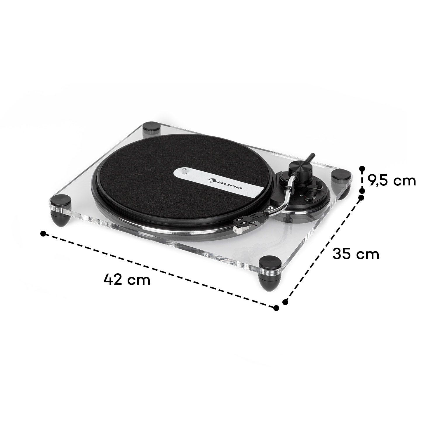 Pureness platenspeler acryl 33 1/3 + 45 rpm voorversterker  Transparant