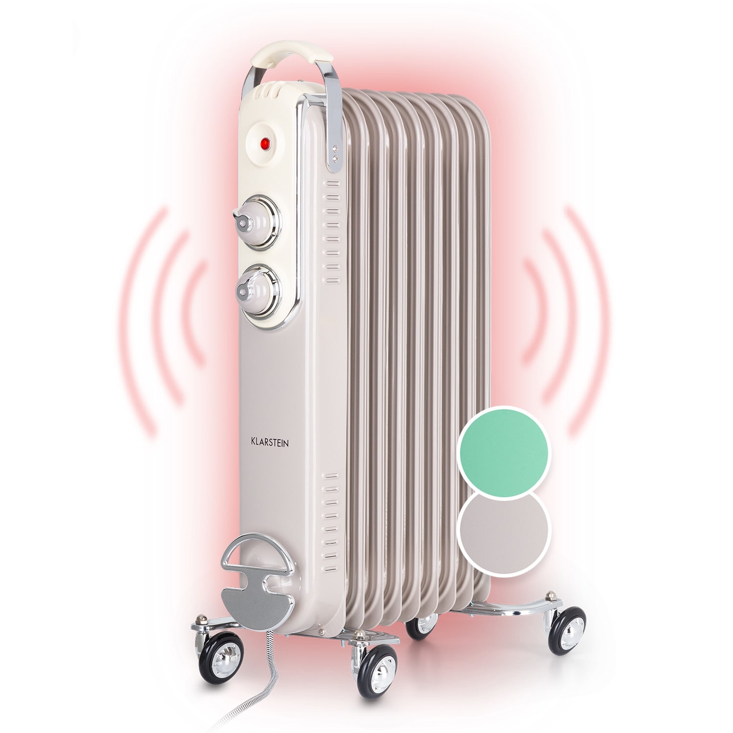 Thermaxx Retroheat, grzejnik olejowy, 2000 W, kółka, kolor szarobrązowy (ciemnoszary) Piasek
