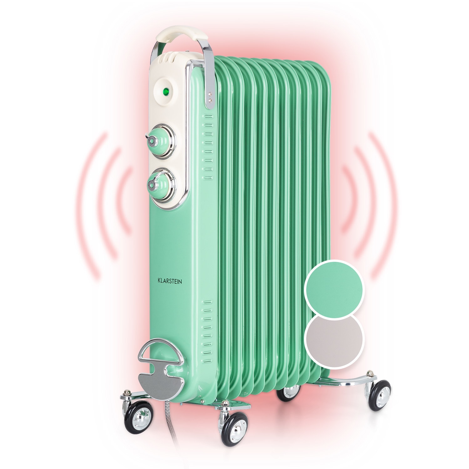Thermaxx Retroheat radiatore a olio 2500W ruote verde Menta