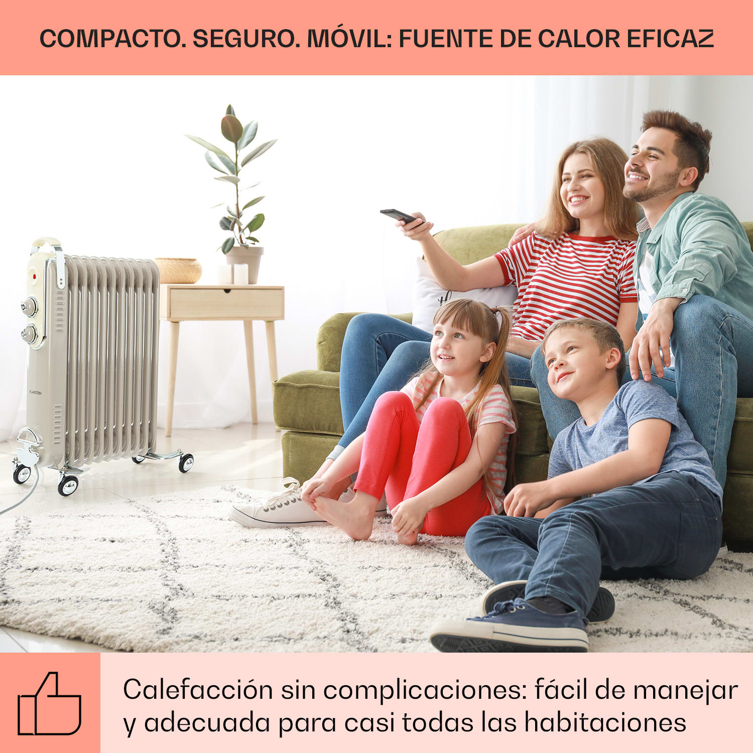 Thermaxx Retroheat Radiador de aceite 2500W Ruedas Taupe Arena