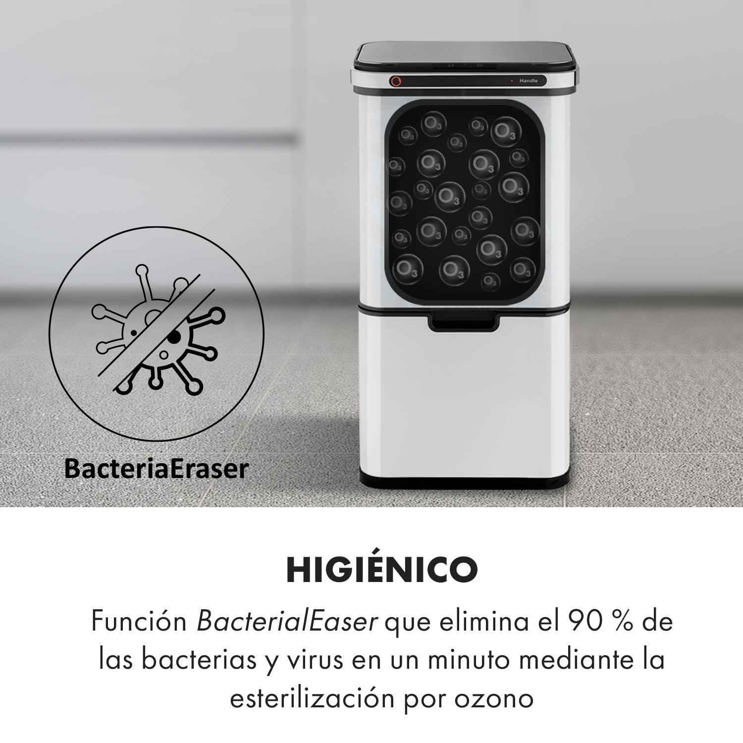 Touchless Ultraclean Cubo de basura con sensor 60 litros 3 contenedores acero inoxidable color blanco Blanco