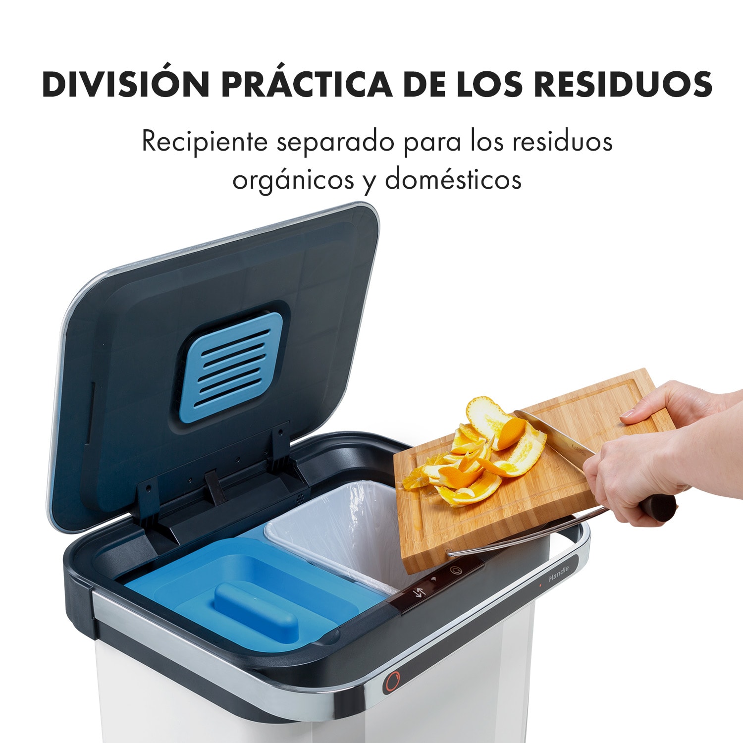 Touchless Ultraclean Cubo de basura con sensor 60 litros 3 contenedores acero inoxidable color blanco Blanco