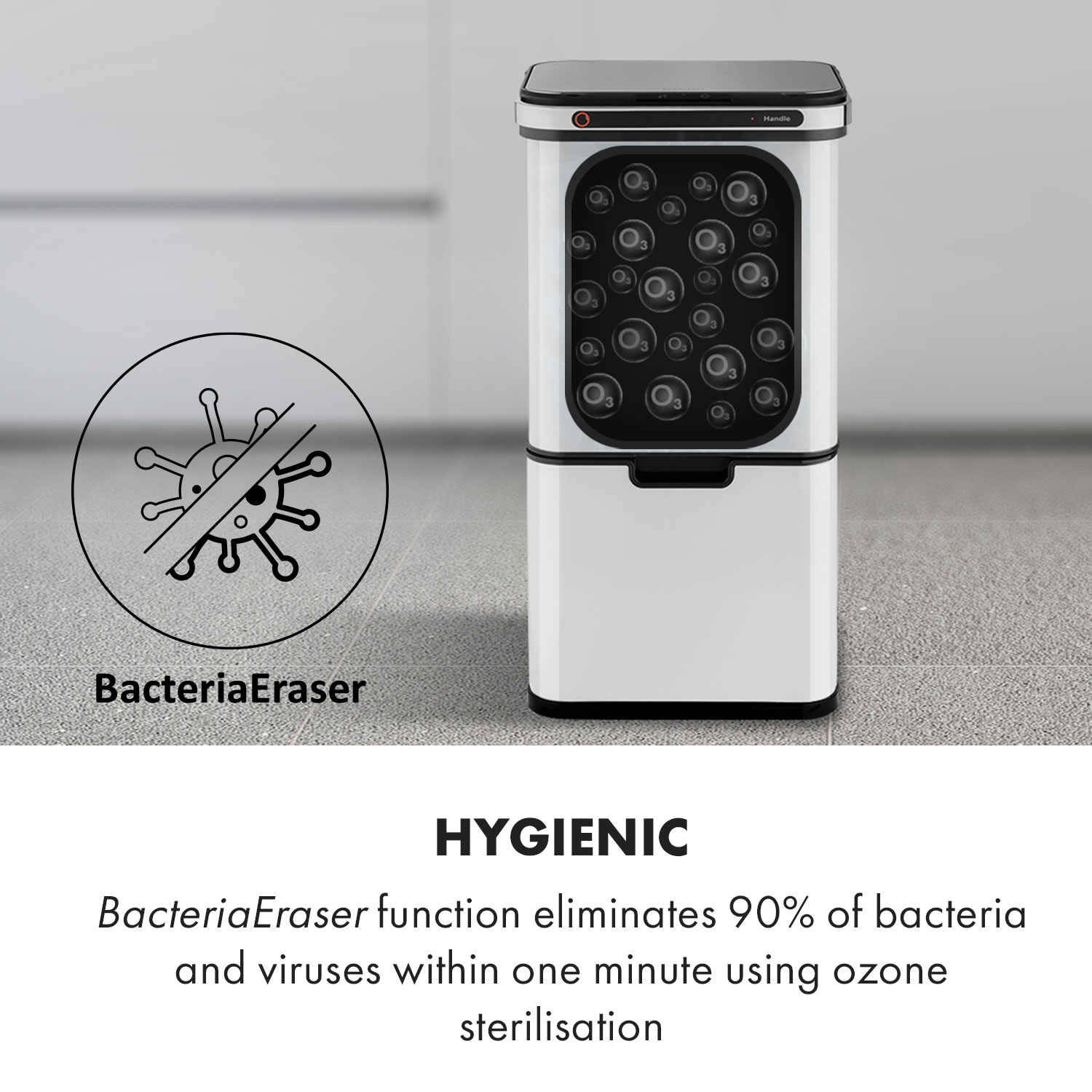 Touchless Ultraclean sensor prullenbak 60L 3 vakken roestvrij staal wit Wit