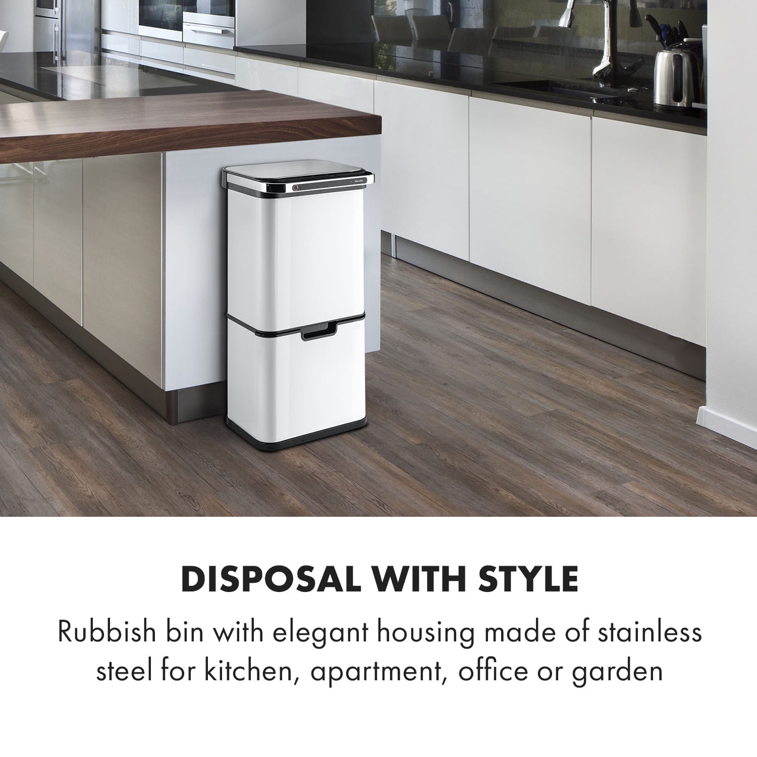 Touchless Ultraclean sensor prullenbak 60L 3 vakken roestvrij staal wit Wit