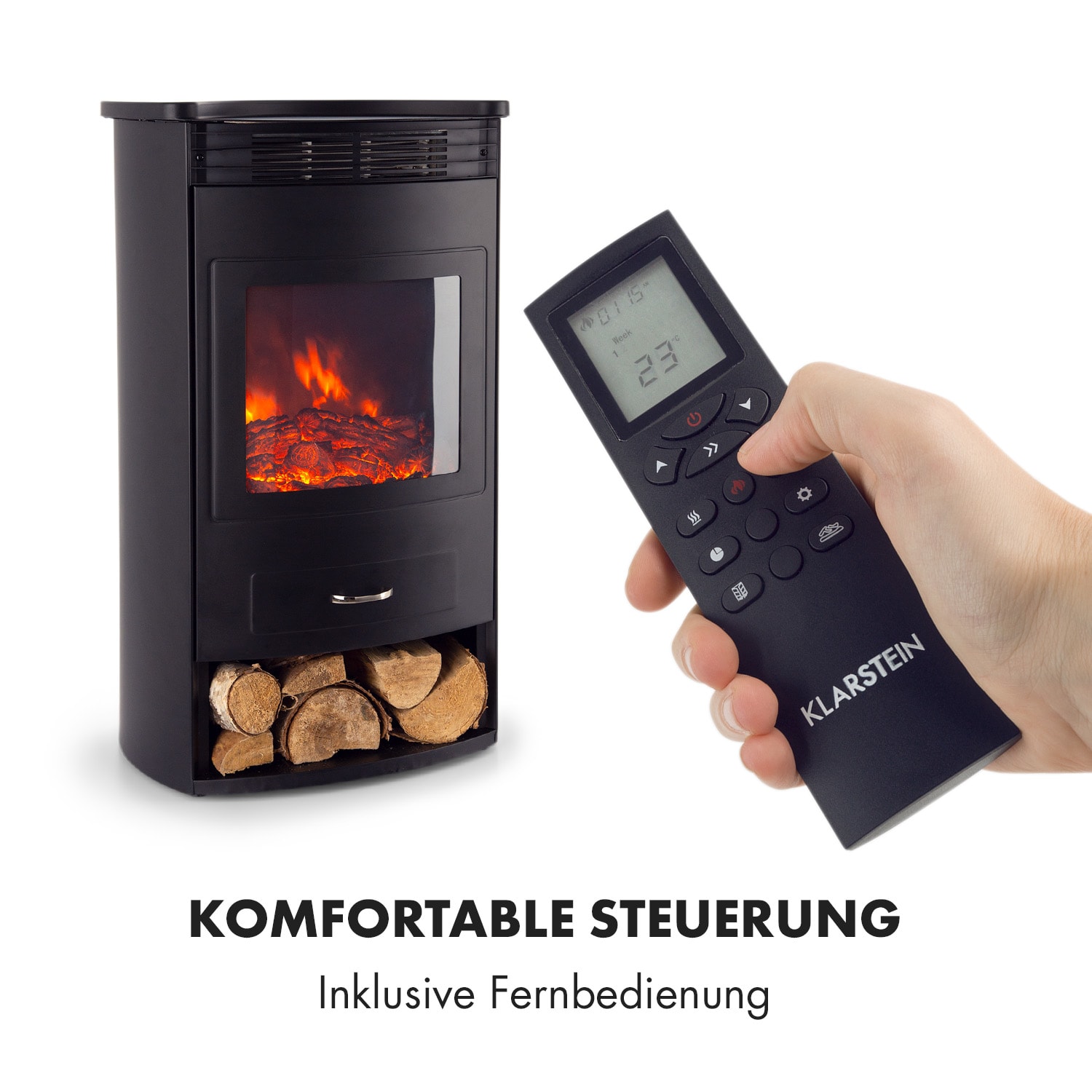 Bormio Smart Elektrokamin 950/1900W Thermostat Wochentimer Schwarz