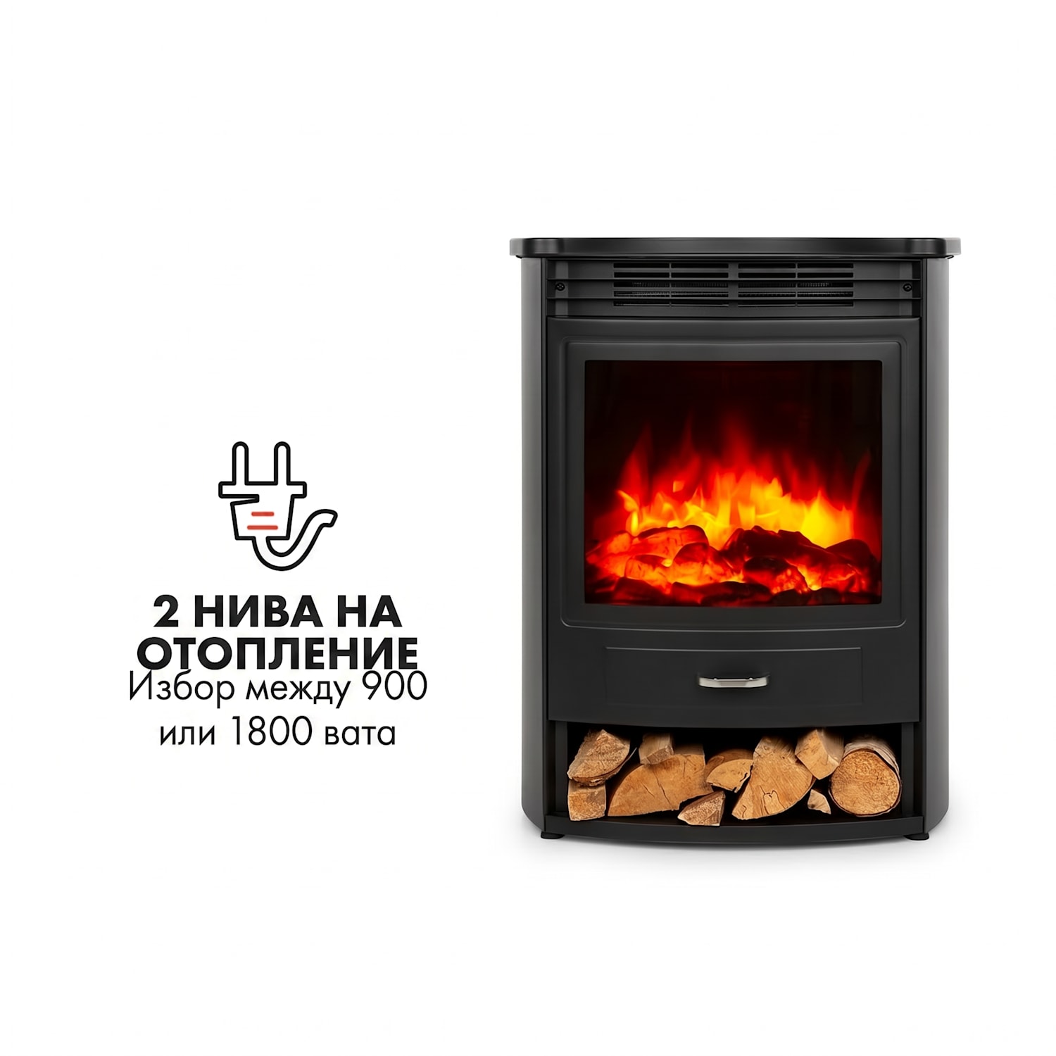 Bormio Smart, електрическа камина, 950 / 1800W, термометър, седмичен таймер, черна 1800 W | Не | Черно