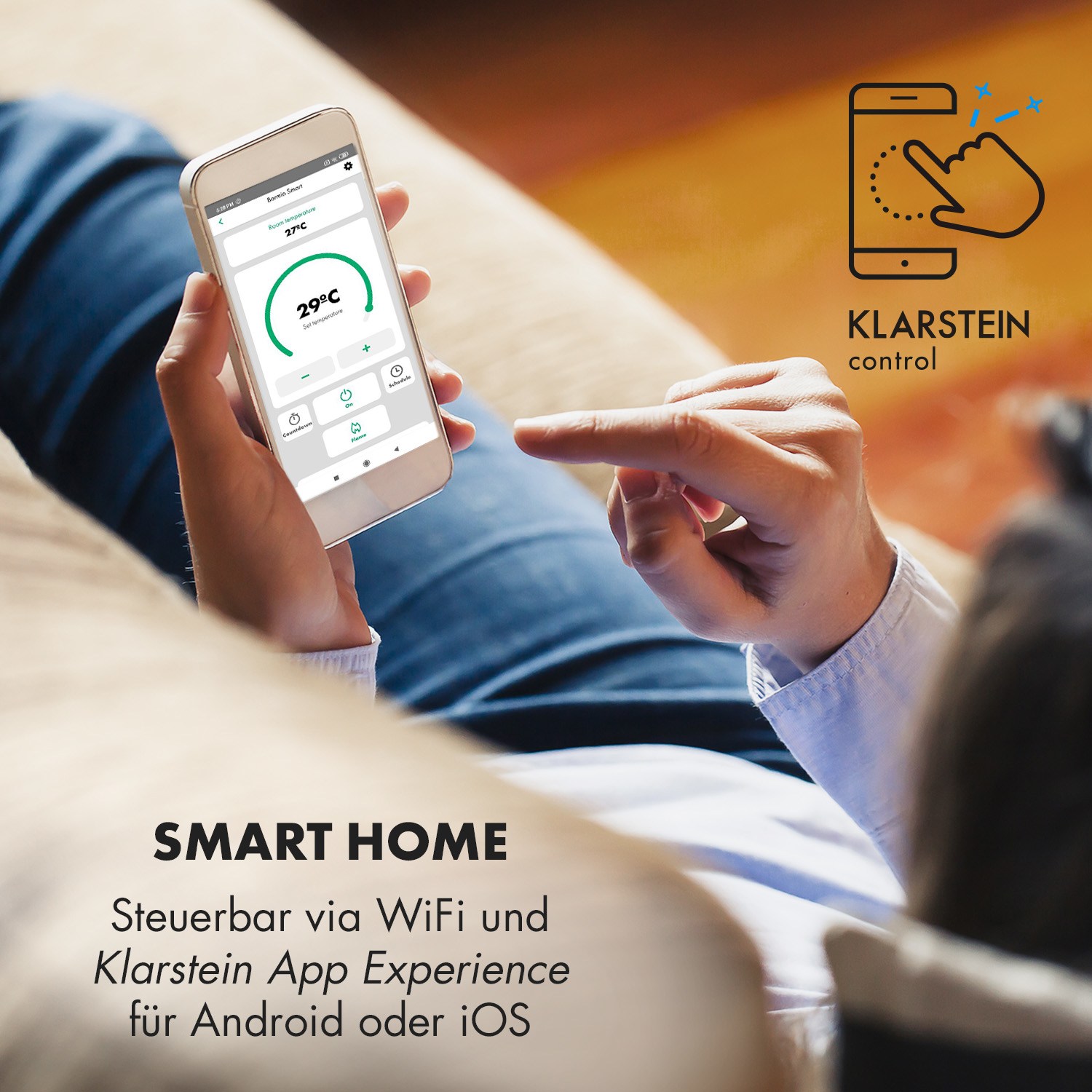 Bormio S Smart Elektrokamin 950/1800W Thermostat Wochentimer 1800 W | Nein | Schwarz