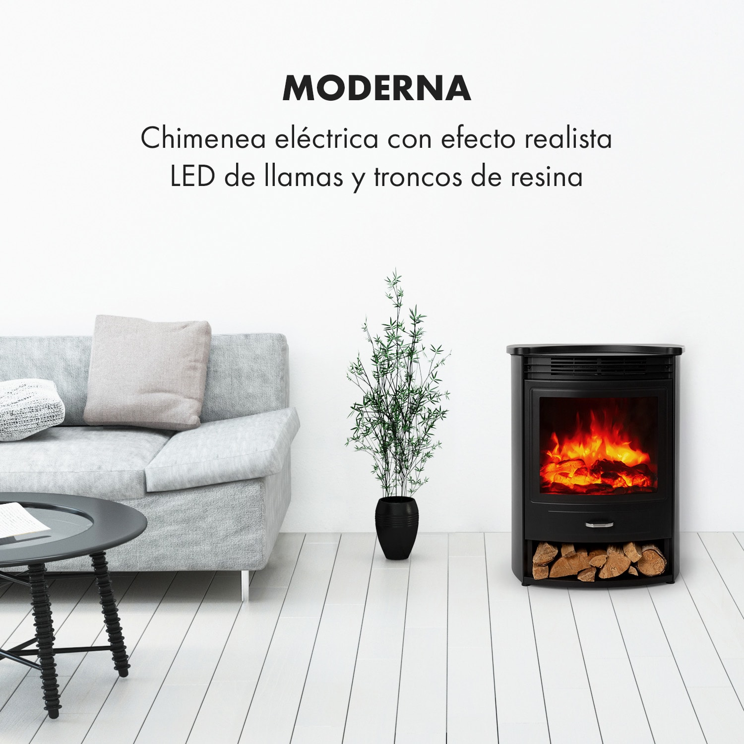 Chimenea eléctrica inteligente  Bormio S 950/1800W Termostato Temporizador semanal 1800 W | No | Negro