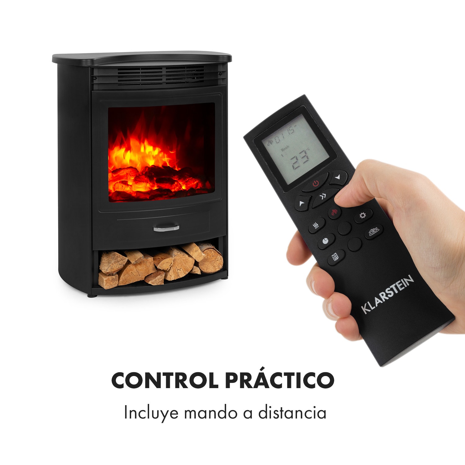 Chimenea eléctrica inteligente  Bormio S 950/1800W Termostato Temporizador semanal 1800 W | No | Negro