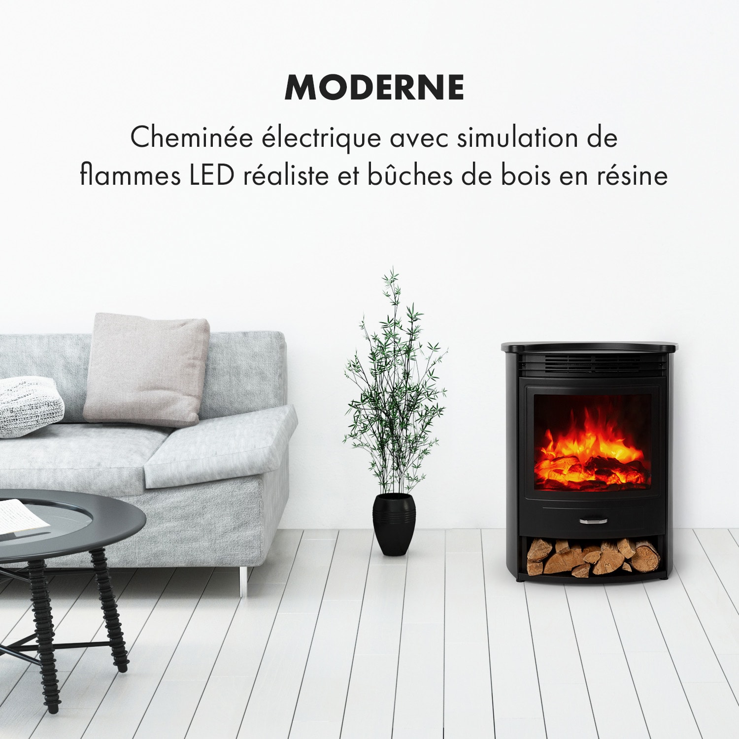 Bormio S Smart Cheminée électrique 950/1800W thermostat minuterie hebdomadaire 1800 W | Non | Noir