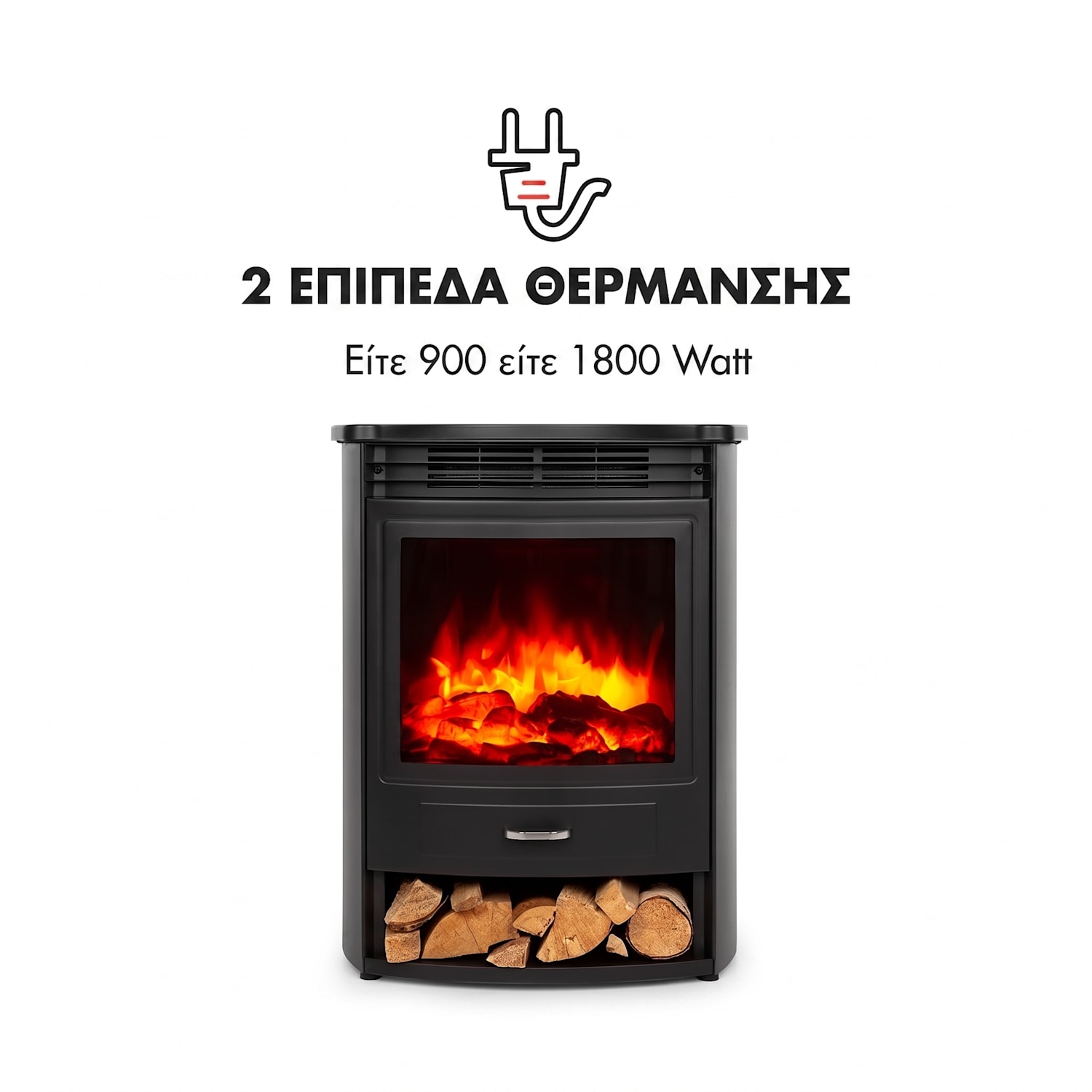Bormio S Smart, ηλεκτρικό τζάκι, 950/1800 W, θερμοστάτης, εβδομαδιαίος χρονοδιακόπτης, μαύρο 1800 W | Οχι | Μαύρο