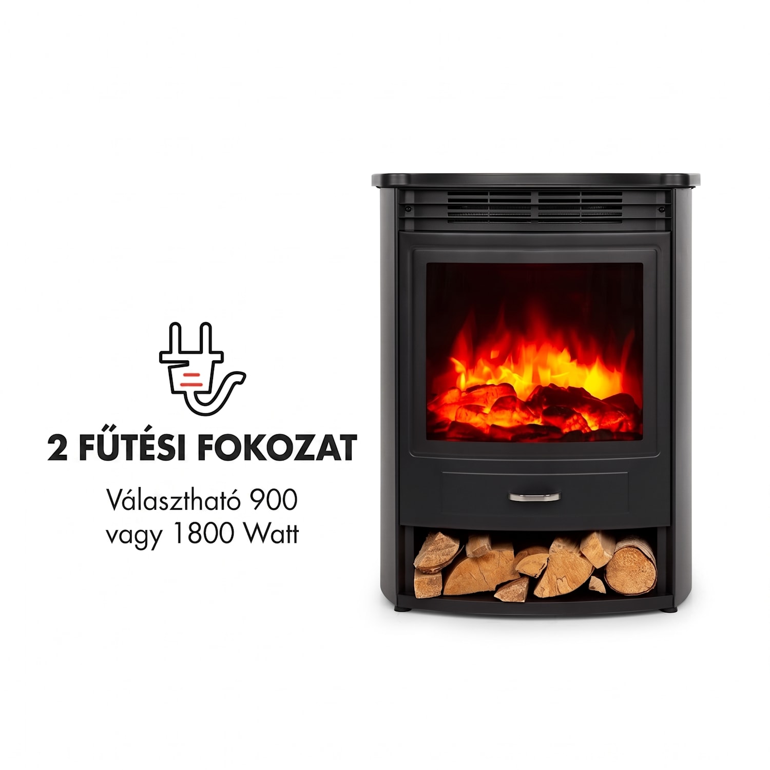 Bormio S Smart, elektromos kandalló, 950/1800 W, termosztát, heti időzítő, fekete 1800 W | Nem | Fekete