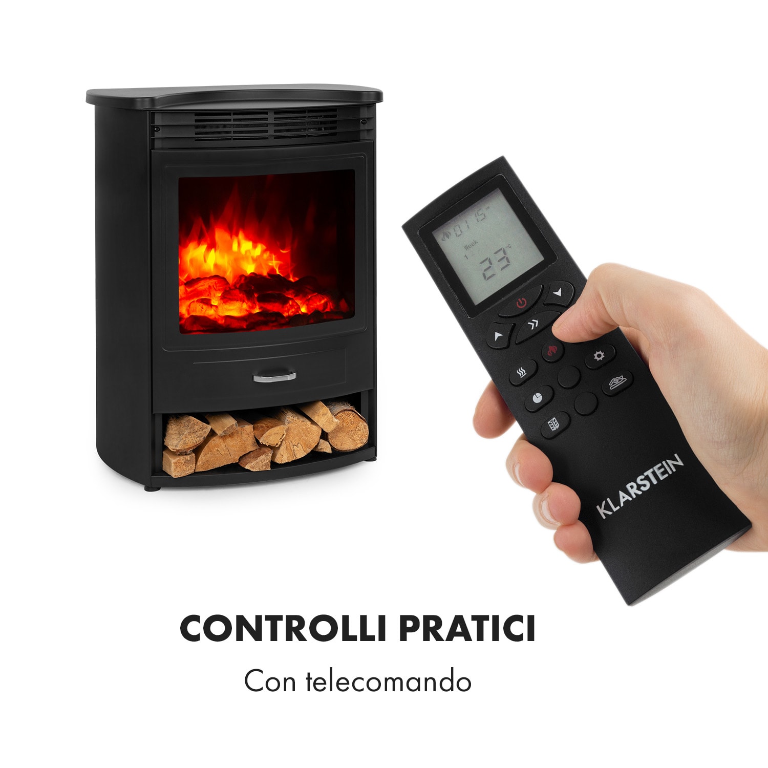 Bormio Smart Electric Fireplace 950/1800W Termostato Timer settimanale 1800 W | No | Nero
