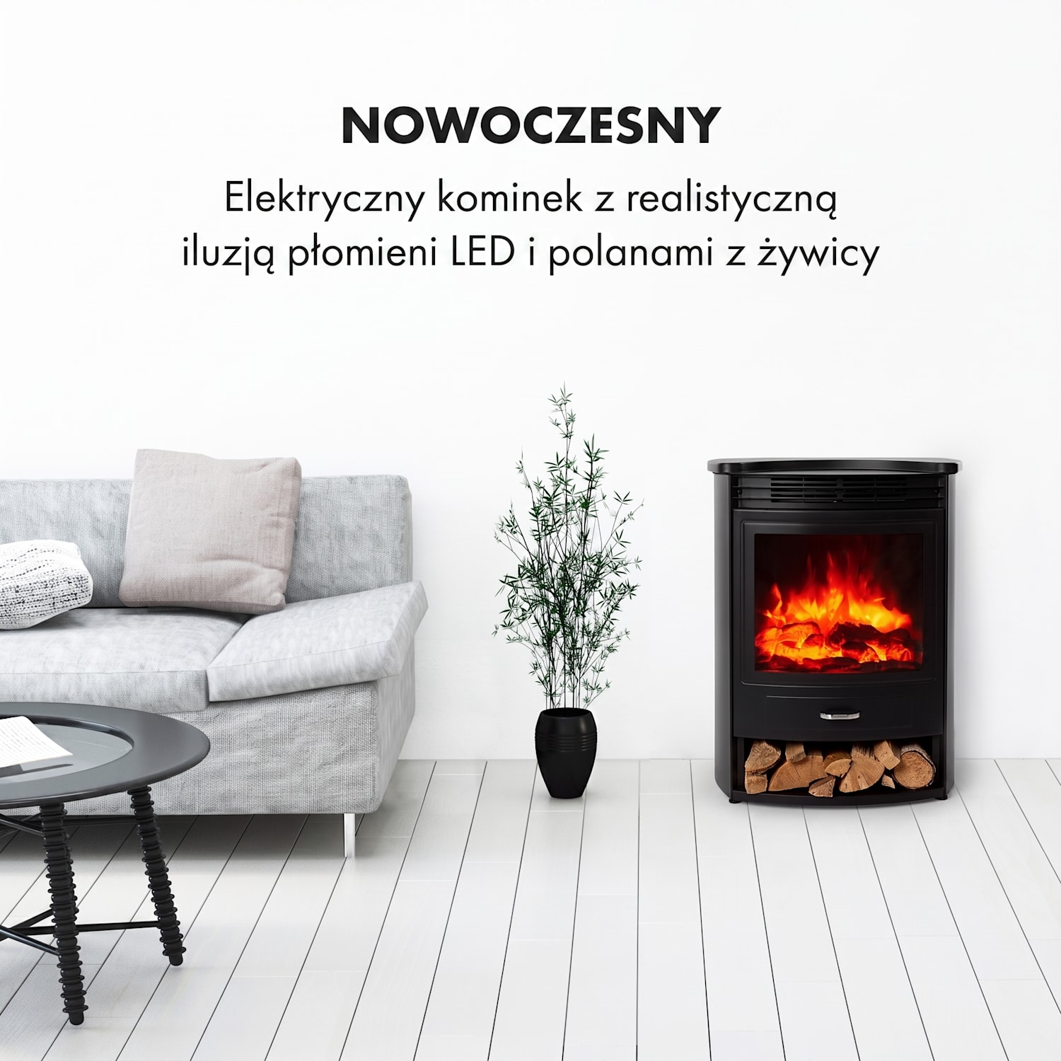 Bormio S Smart, kominek elektryczny, 950/1800 W, termostat, timer tygodniowy, czarny 1800 W | Nie | Czarny