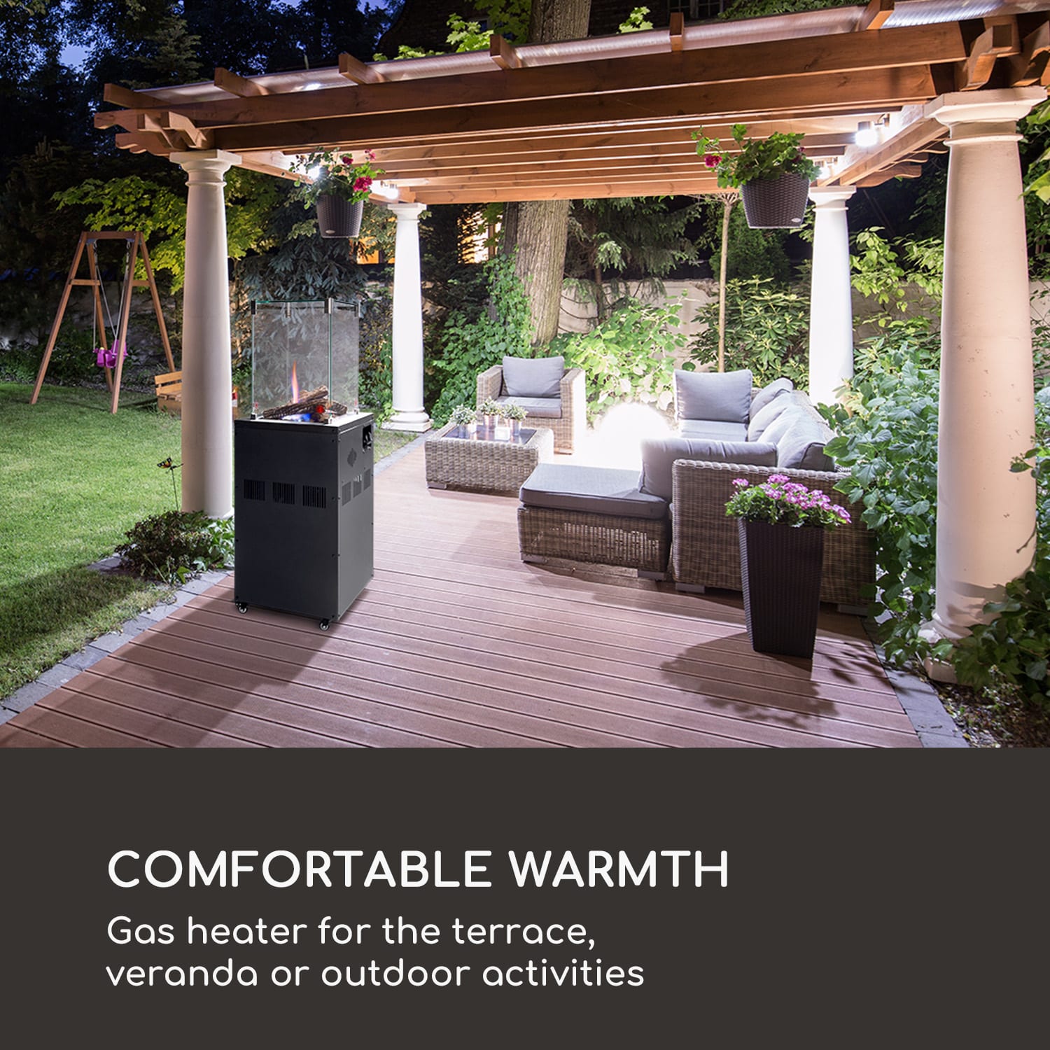 Calentador radiante de gas Blum Flagranti Crystal View 8kW acero inoxidable Gris Oscuro