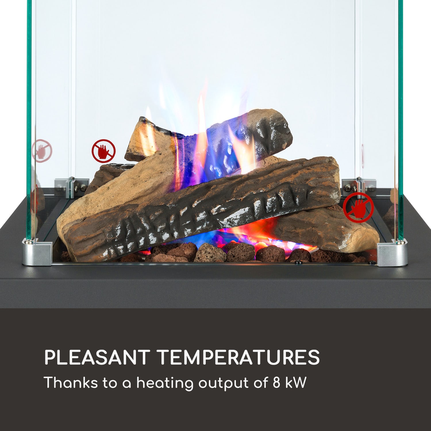 Calentador radiante de gas Blum Flagranti Crystal View 8kW acero inoxidable Gris Oscuro