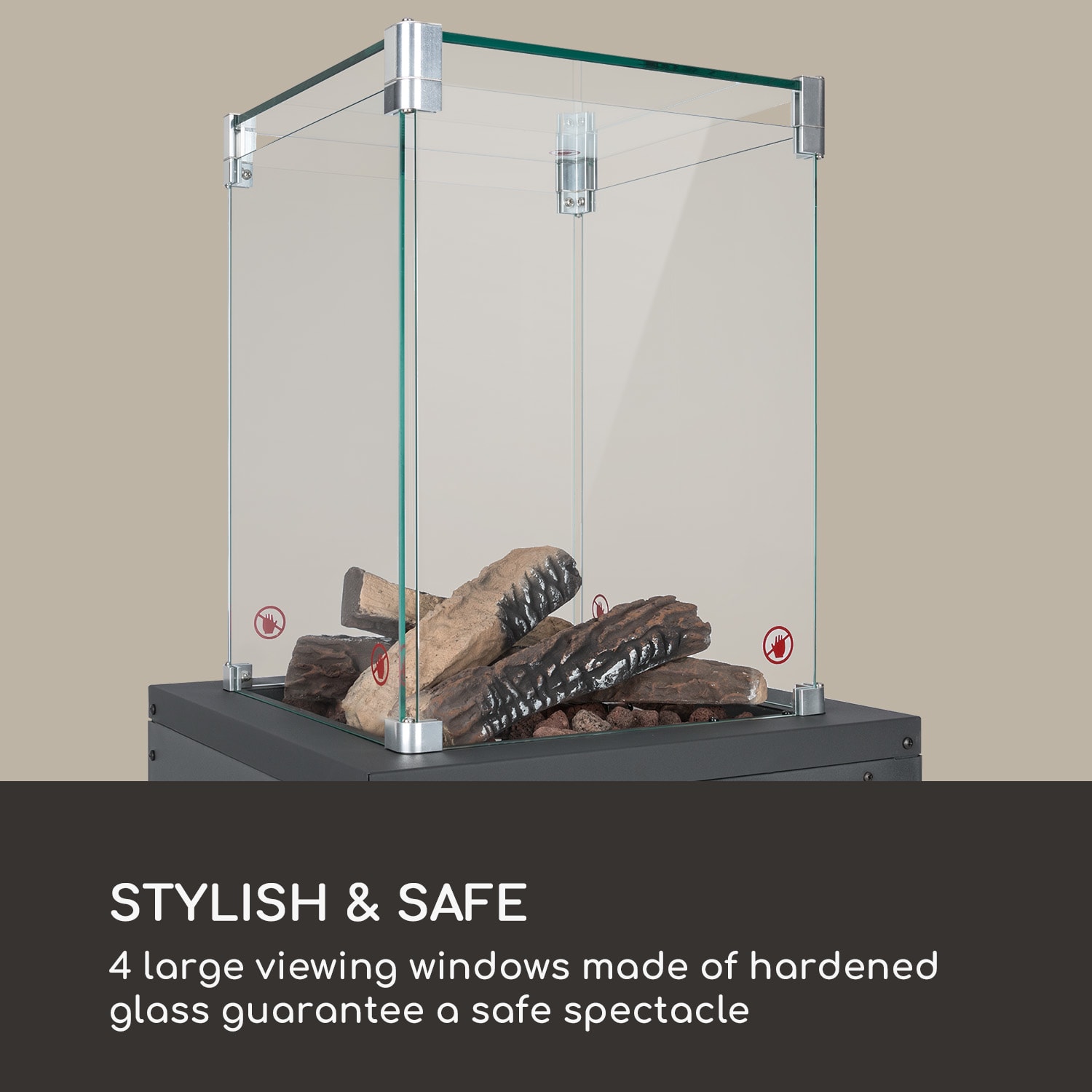 Calentador radiante de gas Blum Flagranti Crystal View 8kW acero inoxidable Gris Oscuro