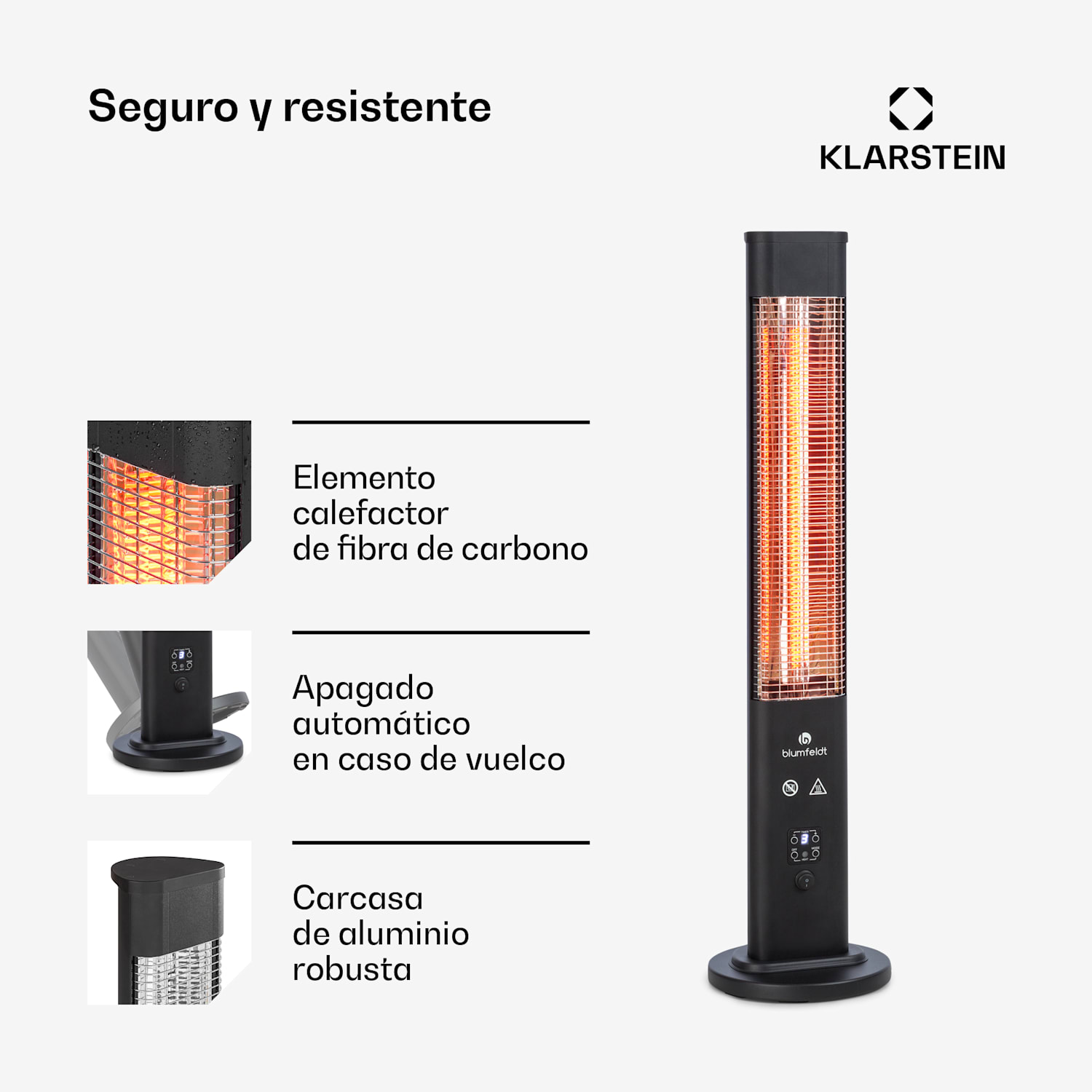 Heat Guru Plus In & Out  Calefactor 1200W 3 niveles de calentamiento negro 