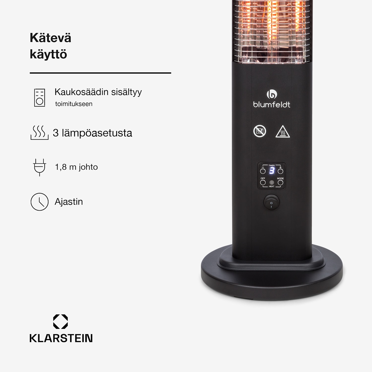 Heat Guru Plus In & Out, lämmitin, 1200 W, 3 lämmityporrasta, musta 