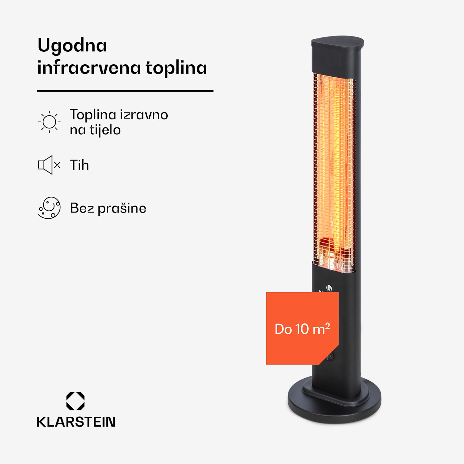 Heat Guru Plus, vanjski radijator, 1200 W, 3 stupnja topline, daljinski upravljač 1200 W | Crna