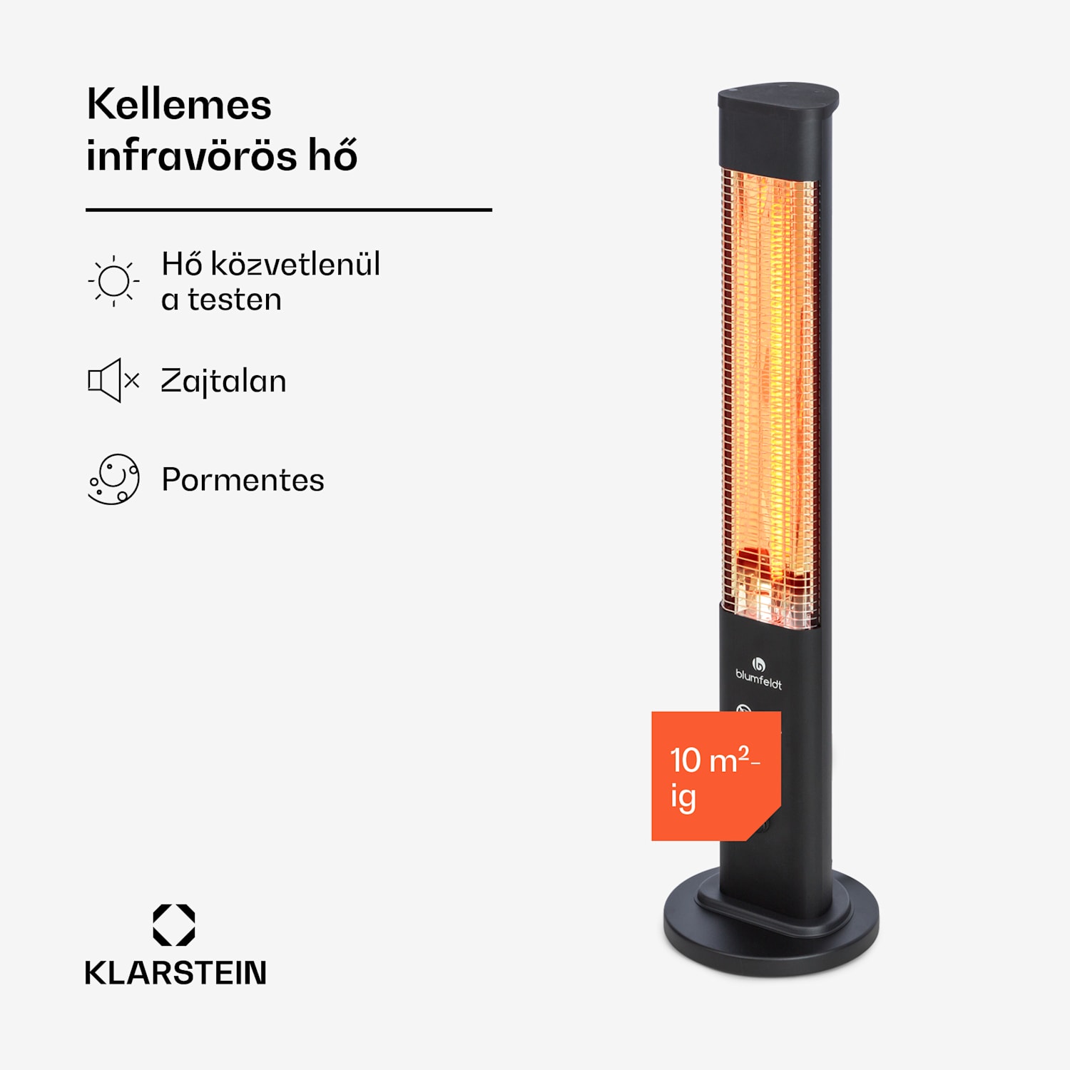 Heat Guru Plus, kültéri sugárzó fűtőtest, 1200 W, 3 hőfokozat, távirányítóval 