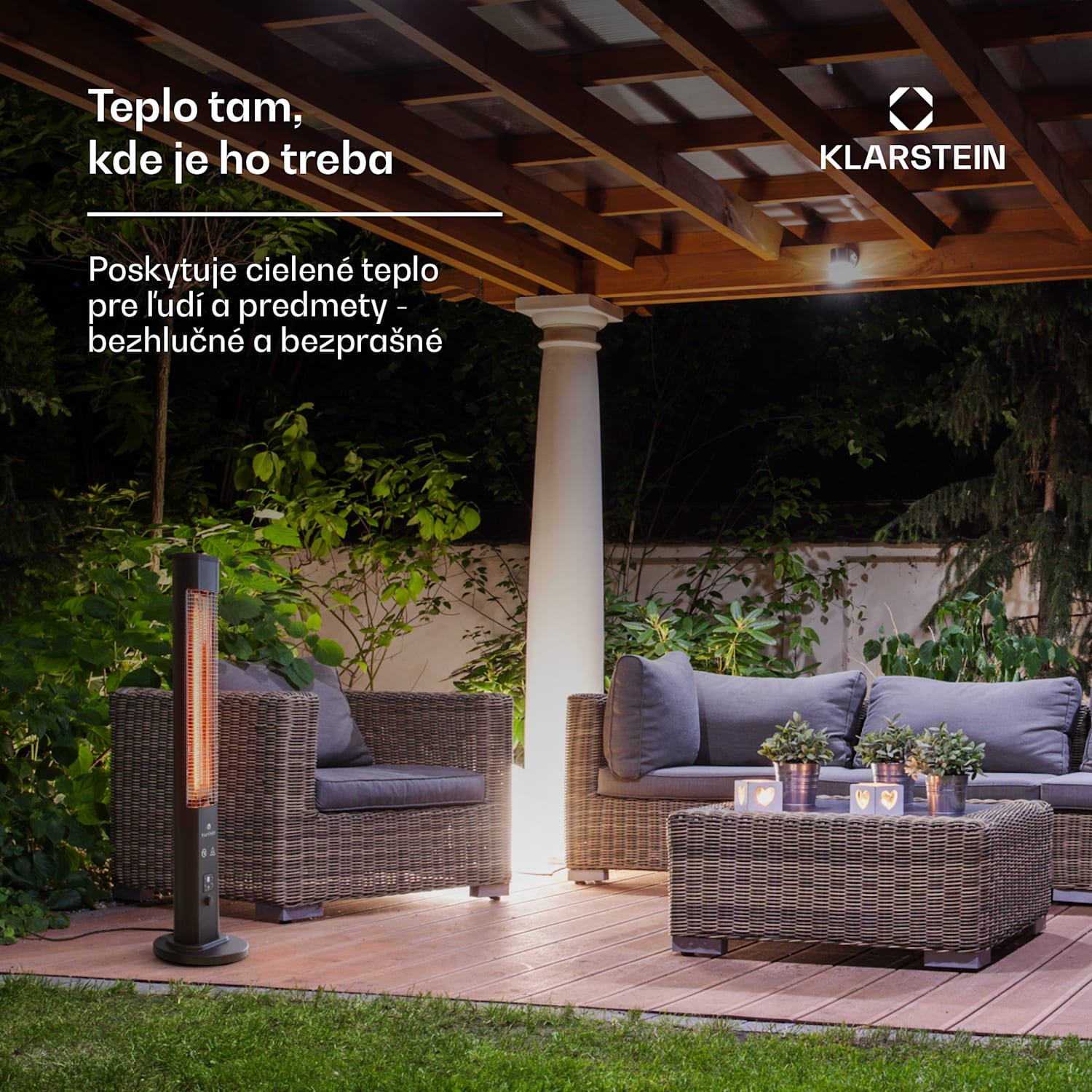 Heat Guru Plus, vonkajší sálavý ohrievač, 1200 W, 3 nastavenia ohrevu, diaľkové ovládanie 1200 W | Čierna