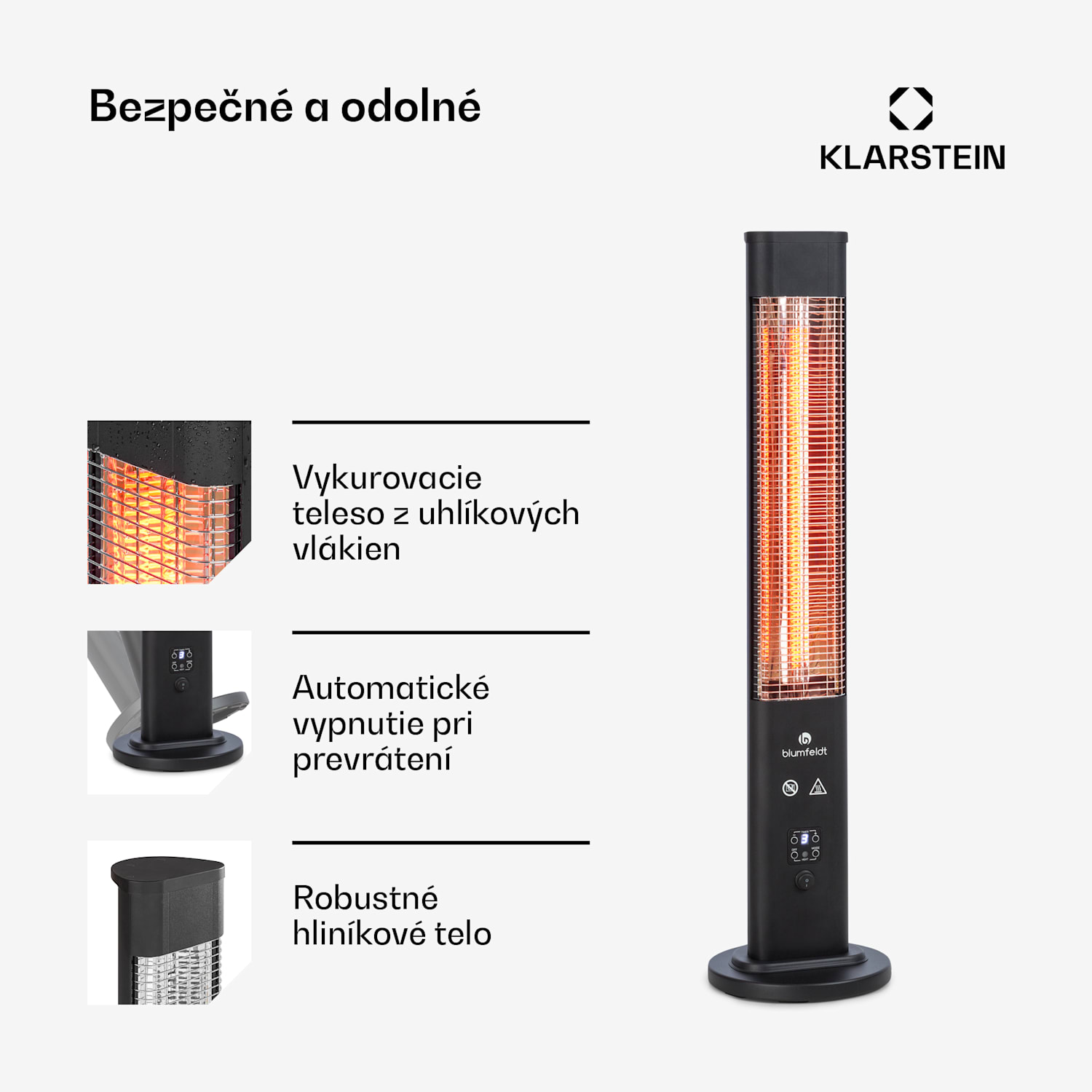 Heat Guru Plus, vonkajší sálavý ohrievač, 1200 W, 3 nastavenia ohrevu, diaľkové ovládanie 1200 W | Čierna