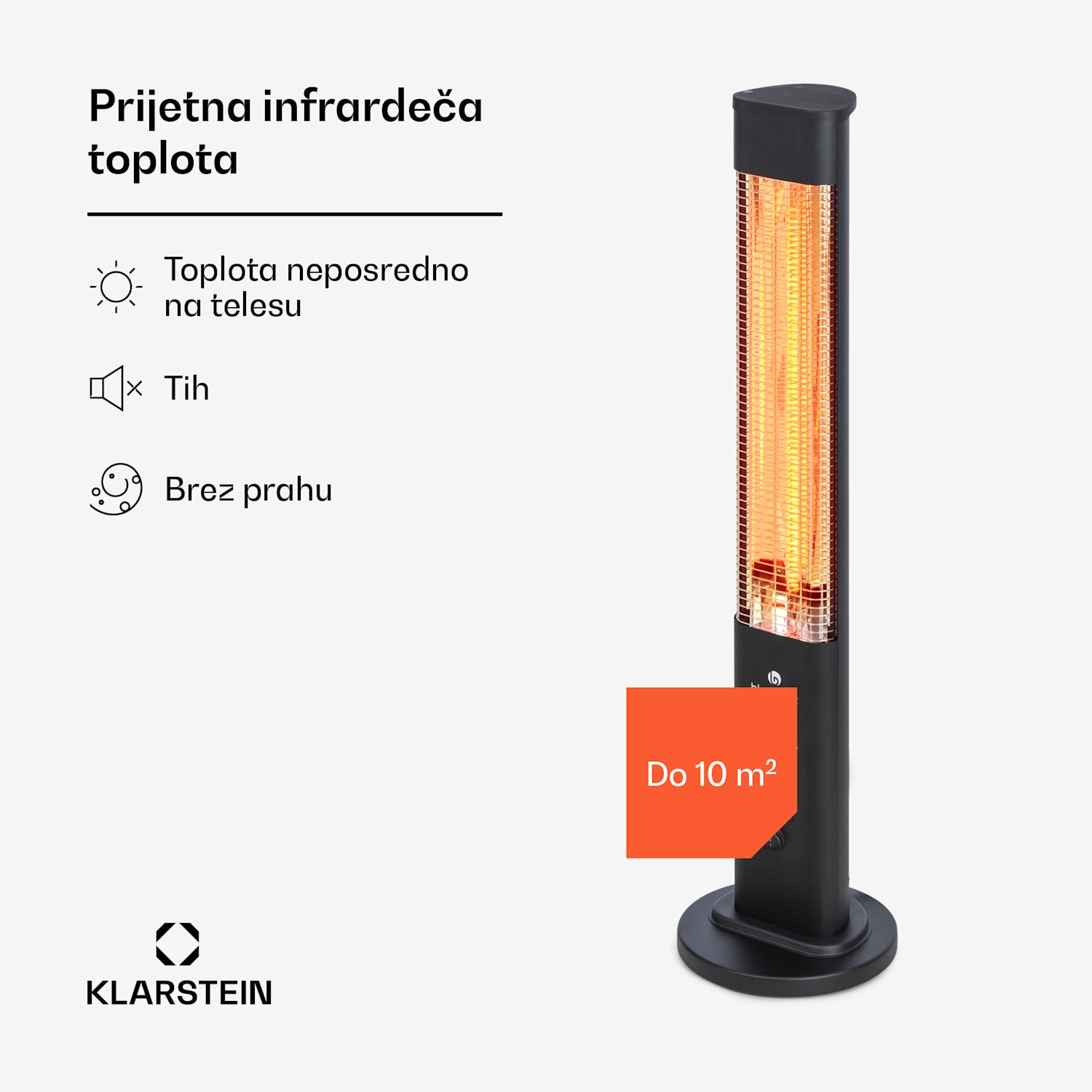 Heat Guru Plus, zunanji sevalni grelnik, 1200 W, 3 nastavitve toplote, daljinski upravljalnik 1200 W | Črna