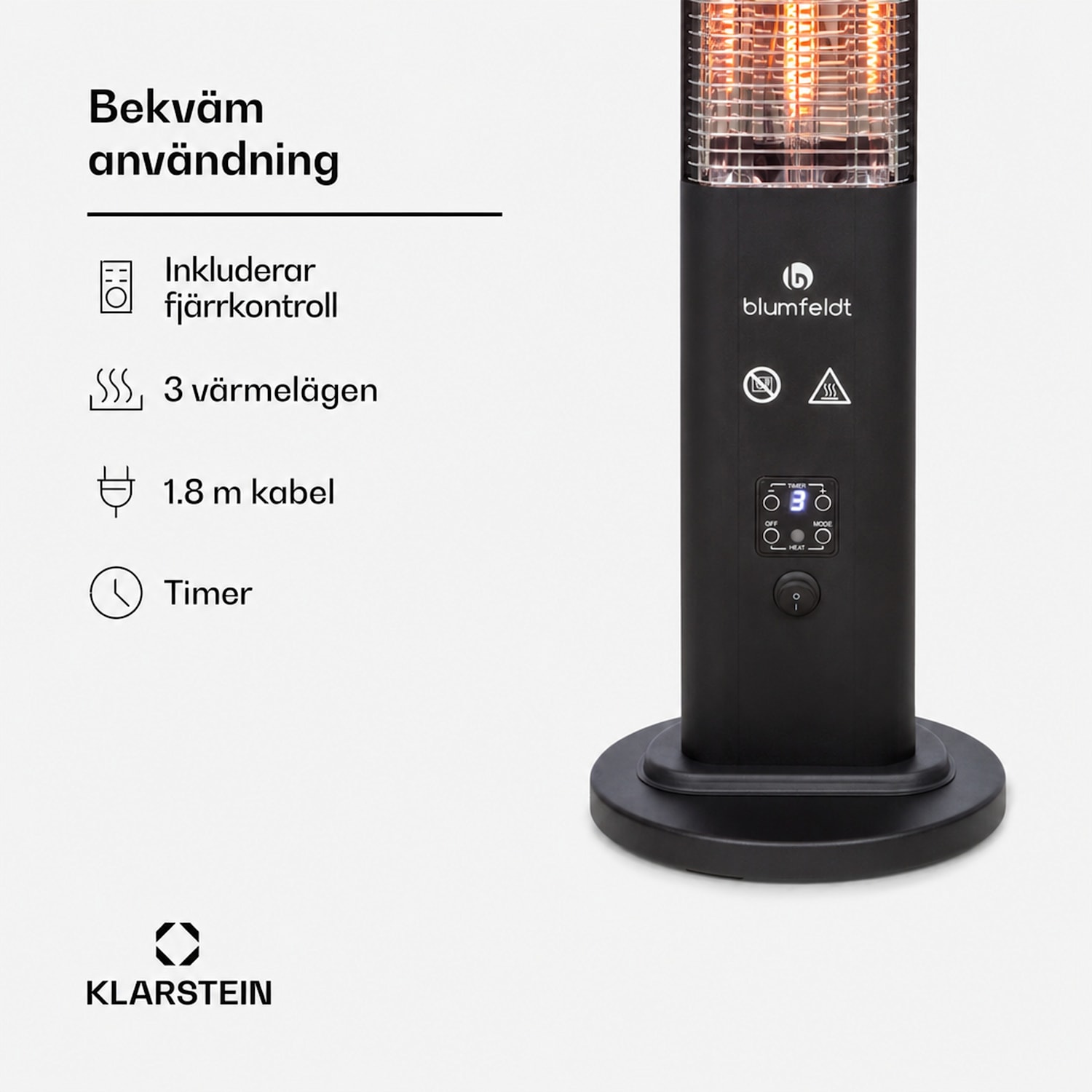 Heat Guru värmestrålare 1 200 W 3 värmenivåer svart 1200 W | Svart