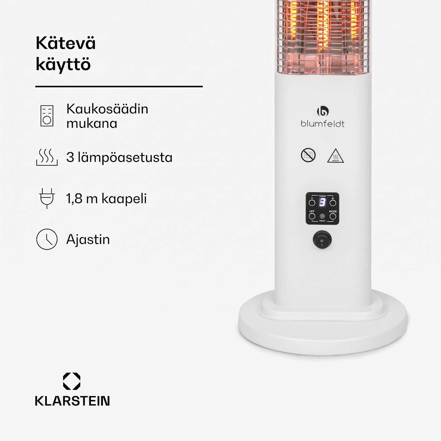 Heat Guru Plus In & Out lämmitin 1200 W 3 lämmitysporrasta kaukosäädin 1200 W | Valkoinen