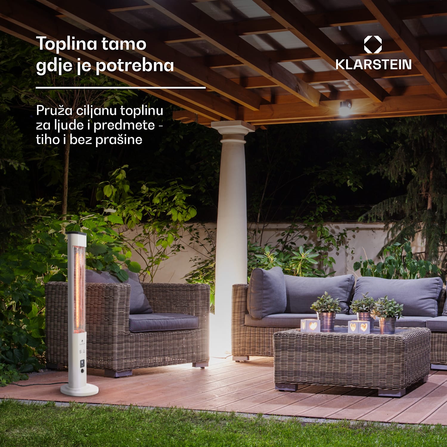 Heat Guru Plus, vanjski radijator, 1200 W, 3 stupnja topline, daljinski upravljač 1200 W | Bijela