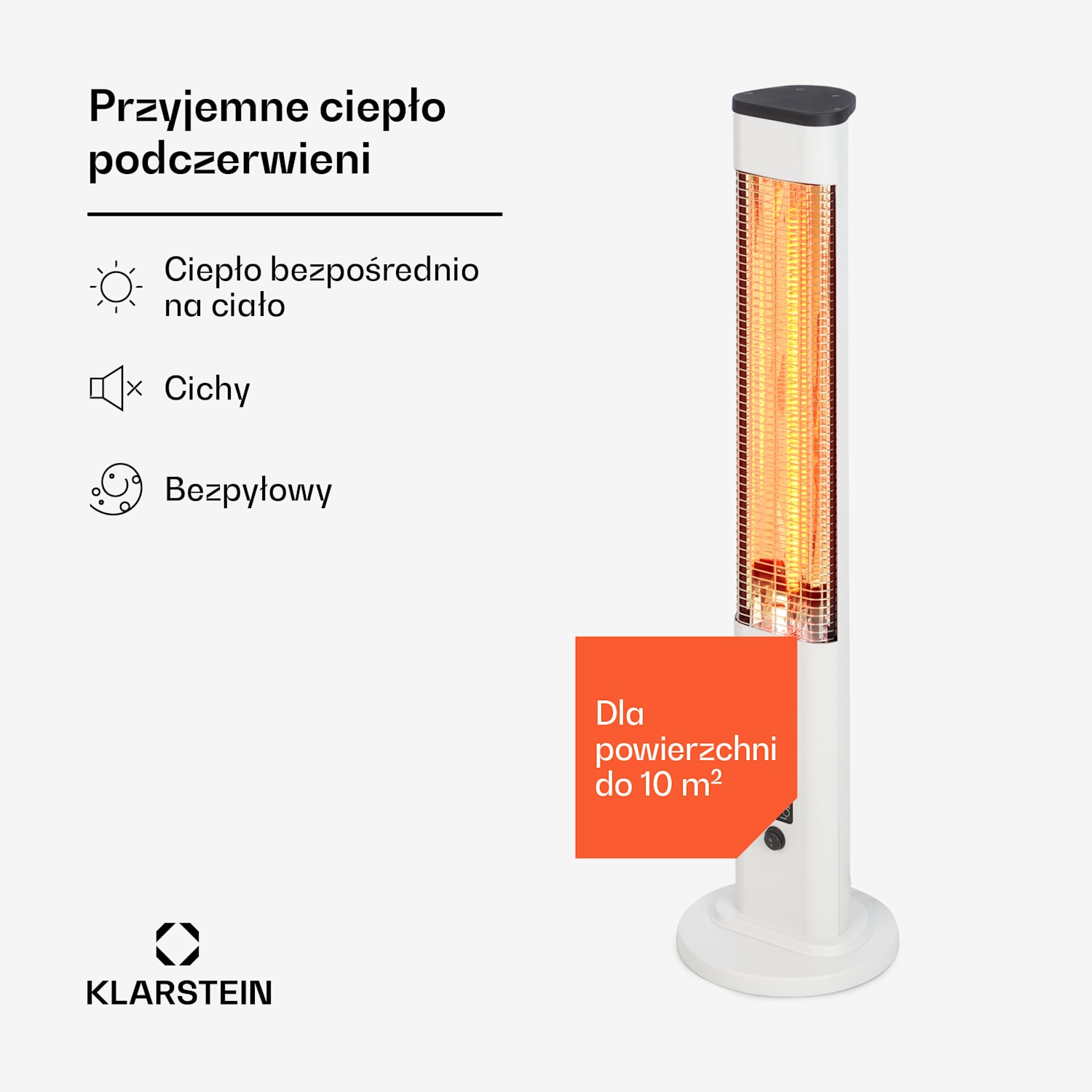 Heat Guru Plus, promiennik podczerwieni, kolumnowy, 1200 W, 3 poziomy grzania, pilot zdalnego sterowania 1200 W | Biały