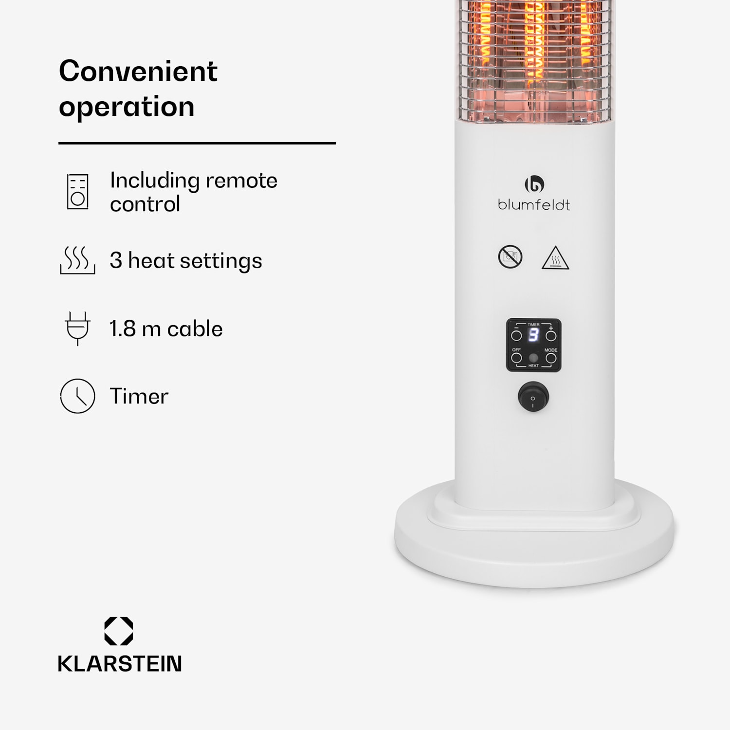 Heat Guru Plus In & Out Aquecedor 1200W 3 Níveis de Aquecimento Comando de Controlo Remoto 1200 W | Branco