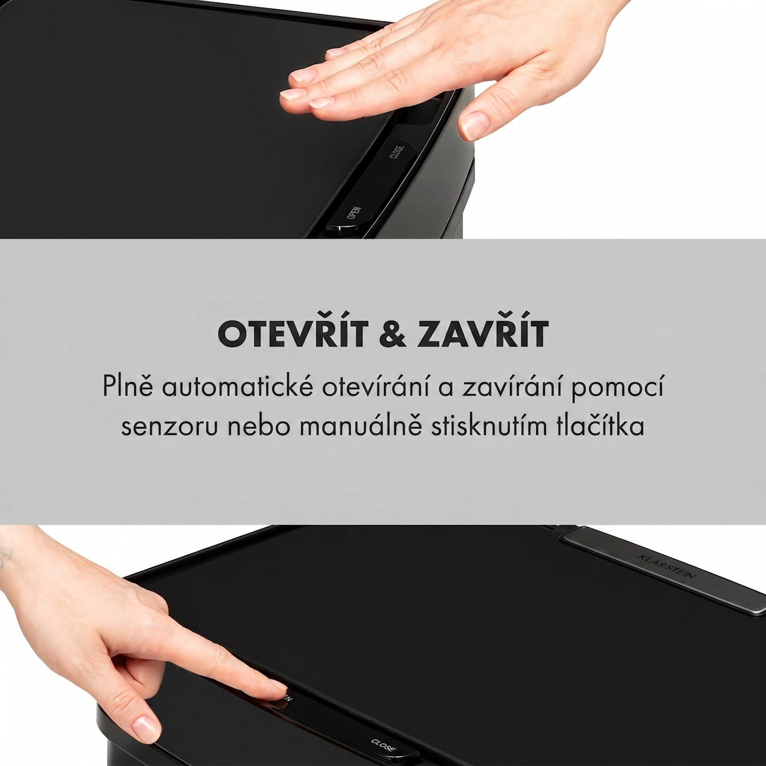 TouchLess Black Stainless Steel, odpadkový koš, senzor, 72 l, černý Černá