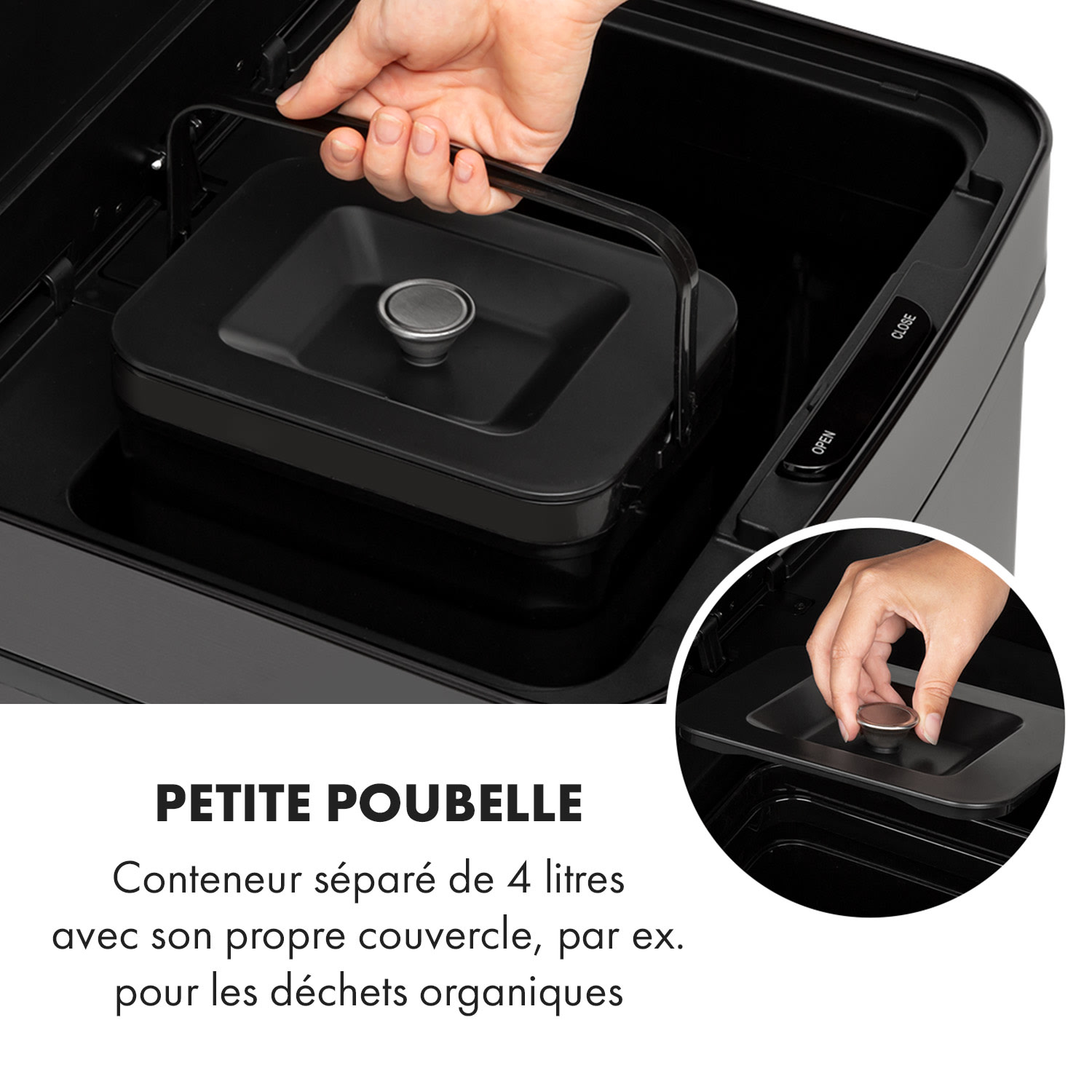 Touchless Black Stainless Steel poubelle avec capteur 72L noire Noir