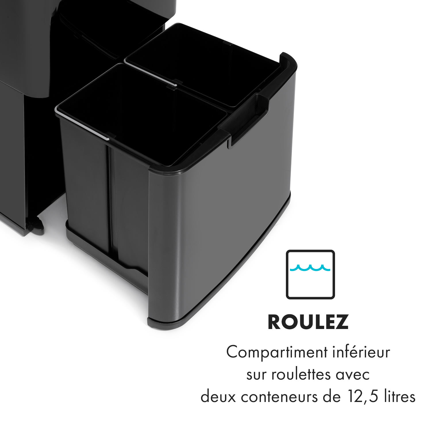 Touchless Black Stainless Steel poubelle avec capteur 72L noire Noir