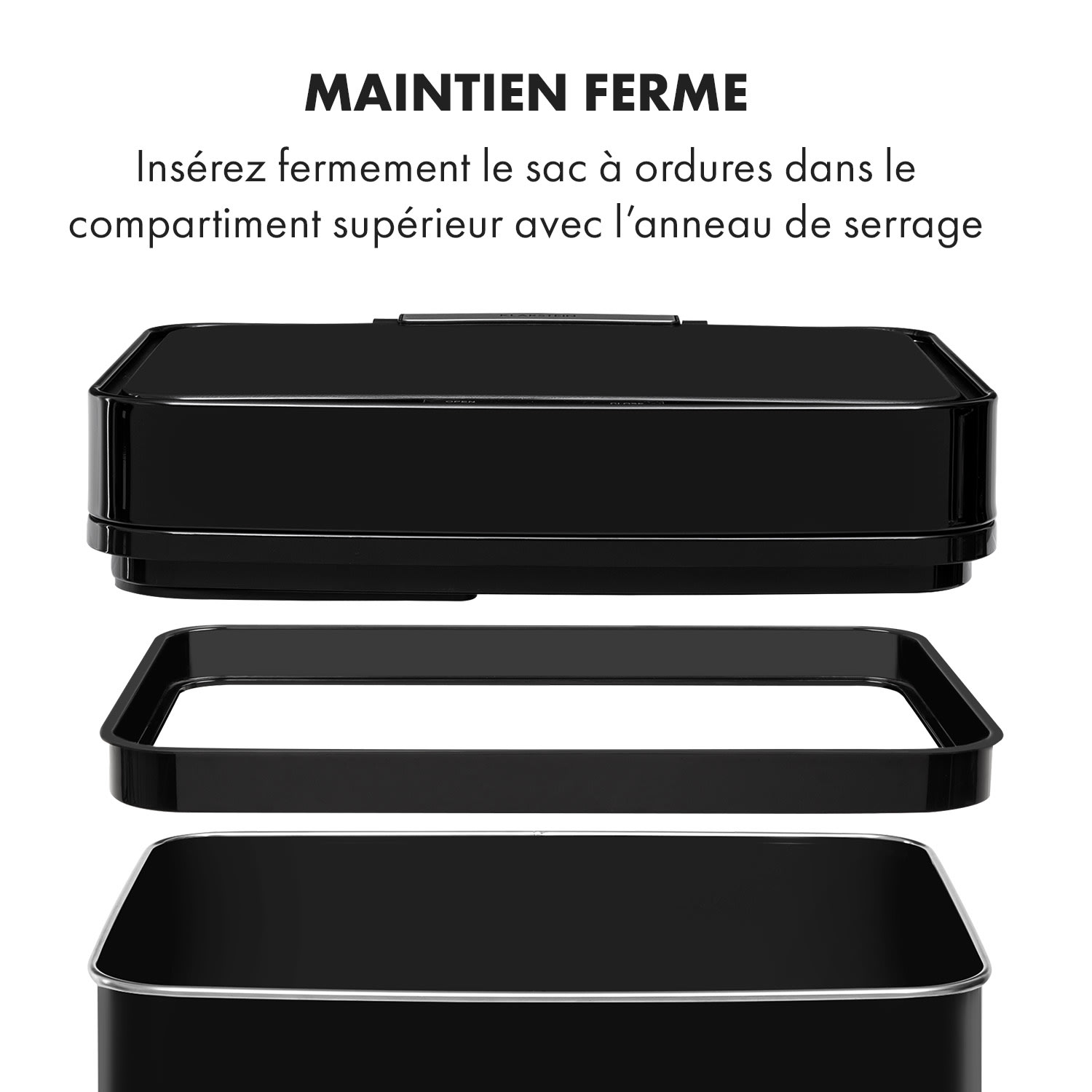 Touchless Black Stainless Steel poubelle avec capteur 72L noire Noir