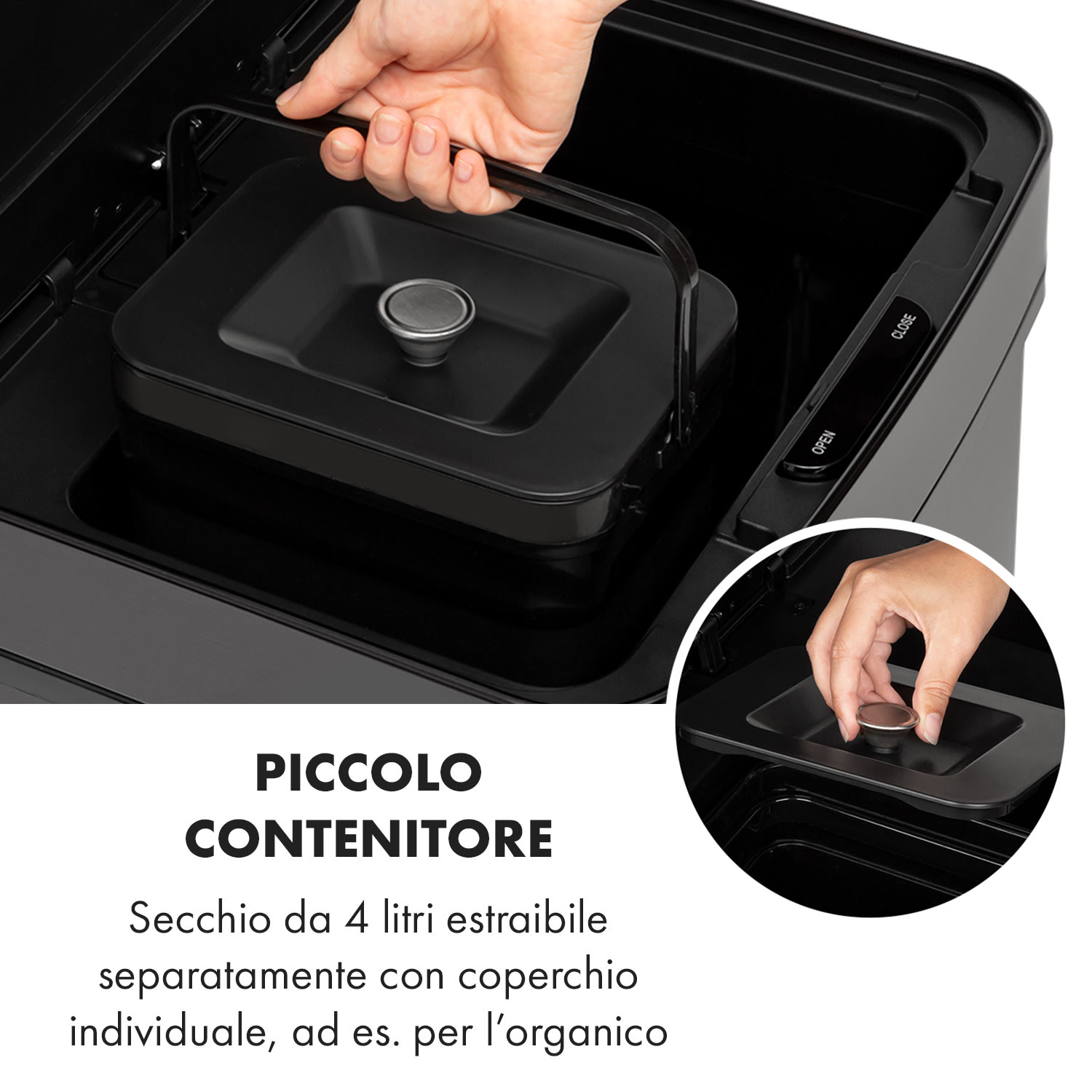 Touchless Black Stainless Steel raccoglitore di rifiuti sensore 72L nero Nero