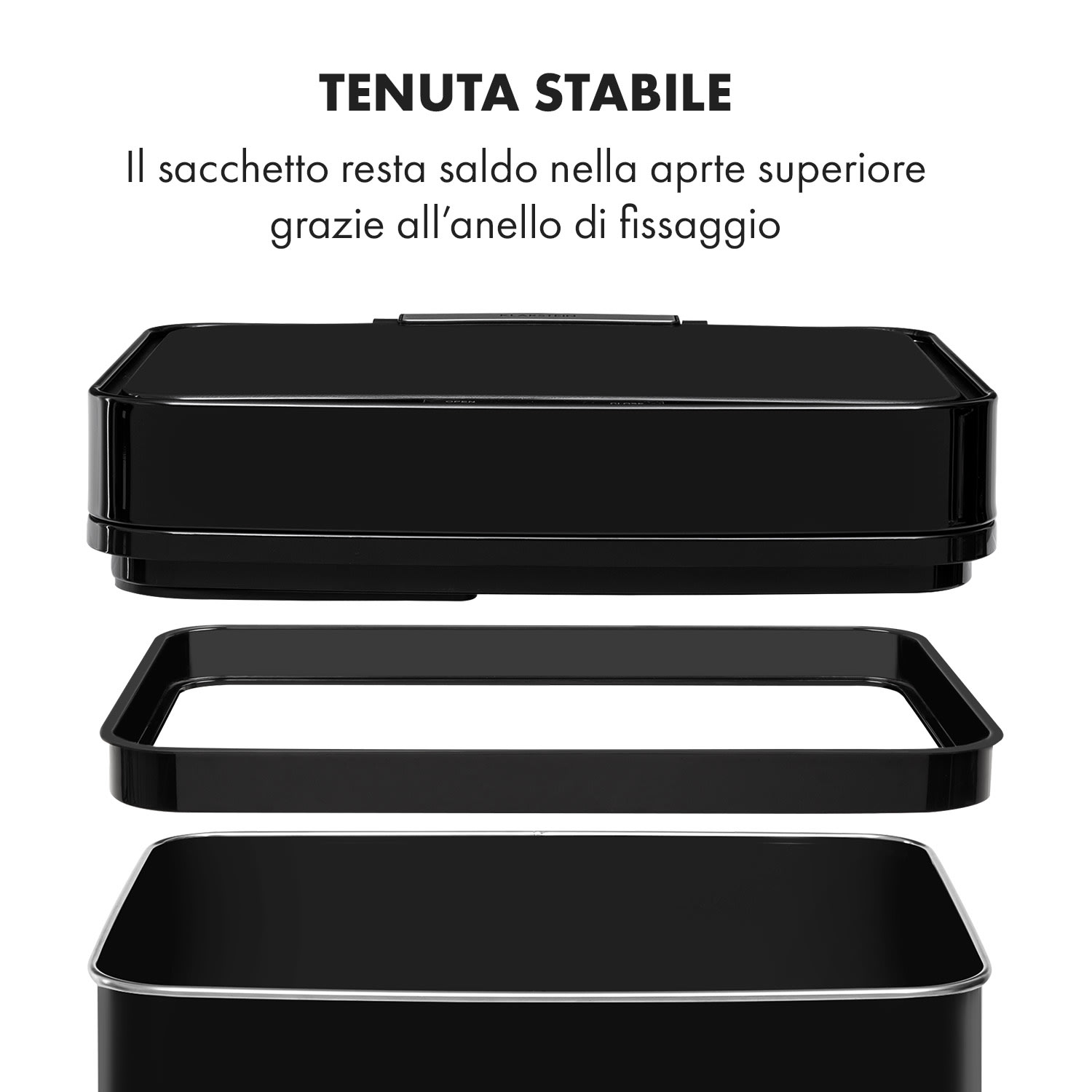 Touchless Black Stainless Steel raccoglitore di rifiuti sensore 72L nero Nero