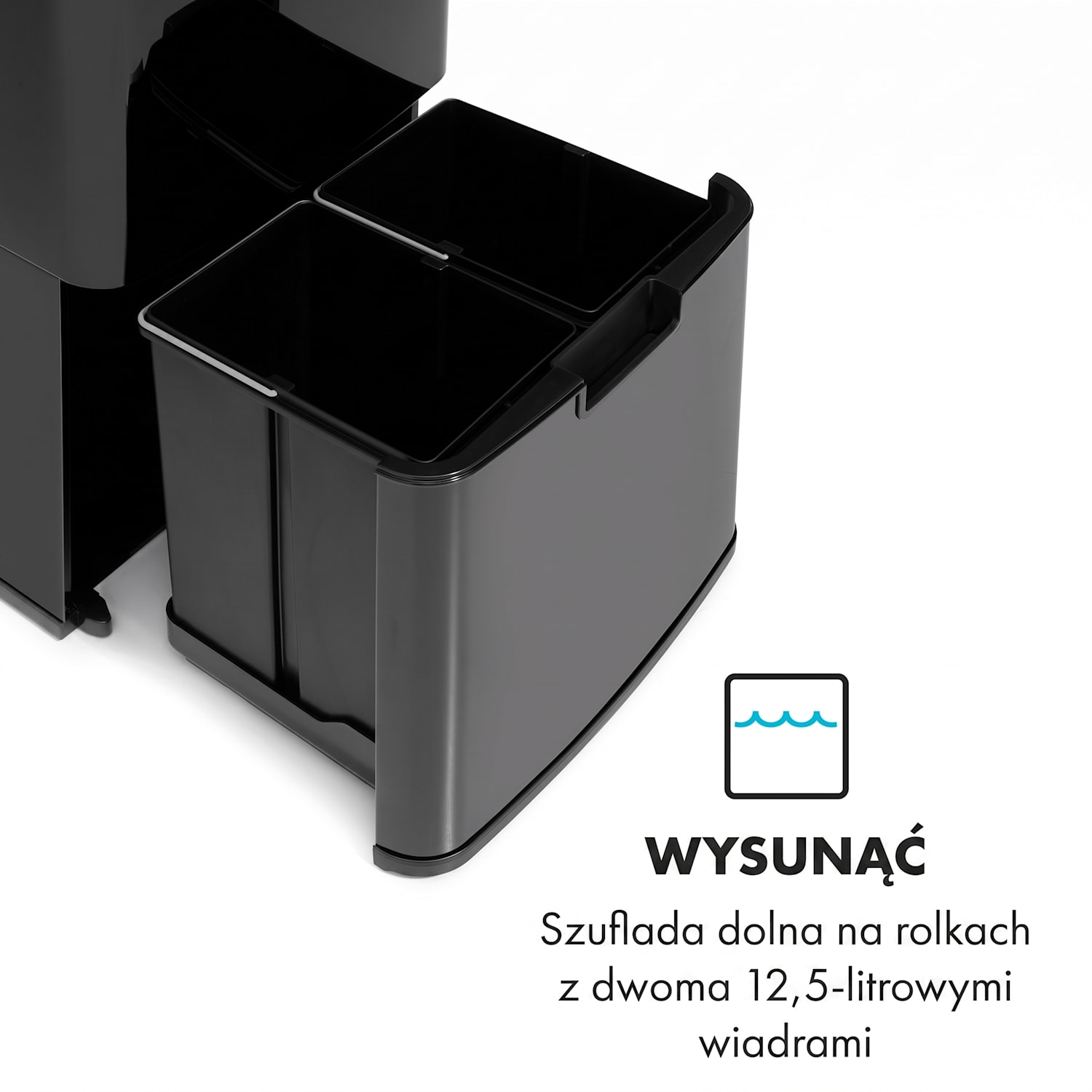 Touchless Black Stainless Steel, kosz na śmieci, czujnik, 72 l, czarny Czarny