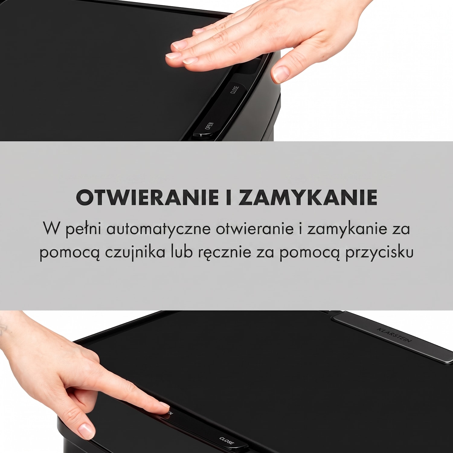 Touchless Black Stainless Steel, kosz na śmieci, czujnik, 72 l, czarny Czarny