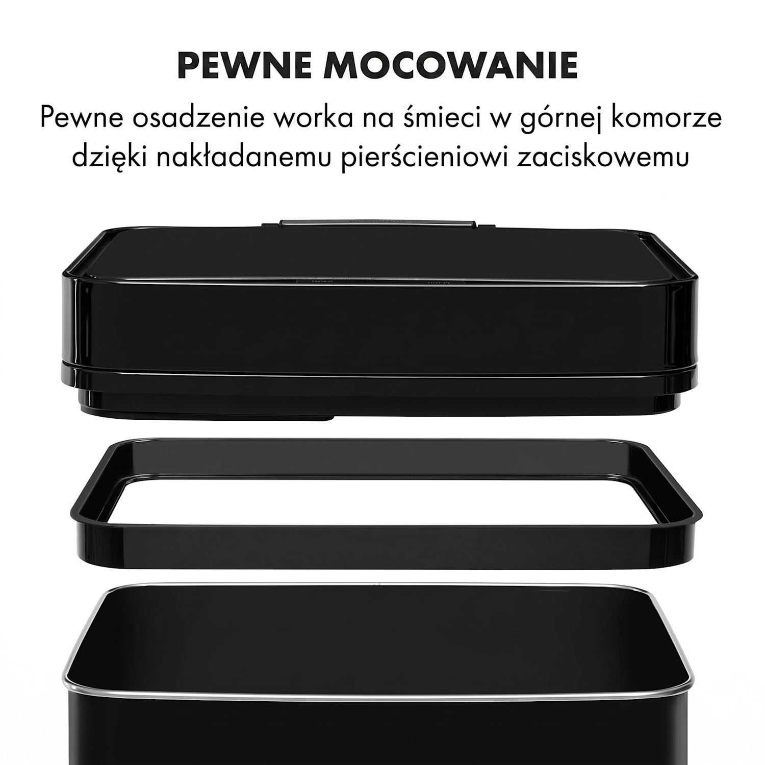 Touchless Black Stainless Steel, kosz na śmieci, czujnik, 72 l, czarny Czarny
