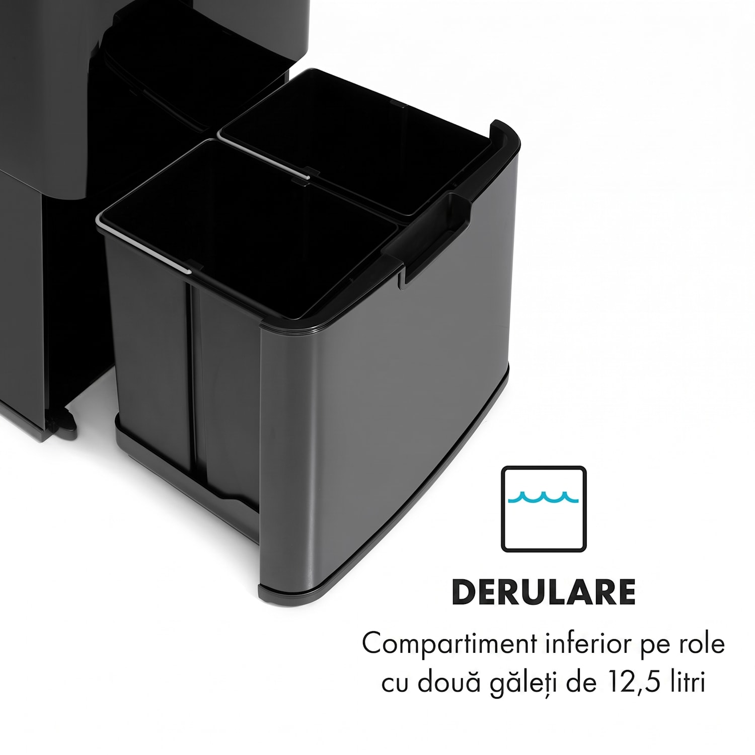 Touchless Black Steel Steel, coș de gunoi, senzor, 72 l, negru Negru
