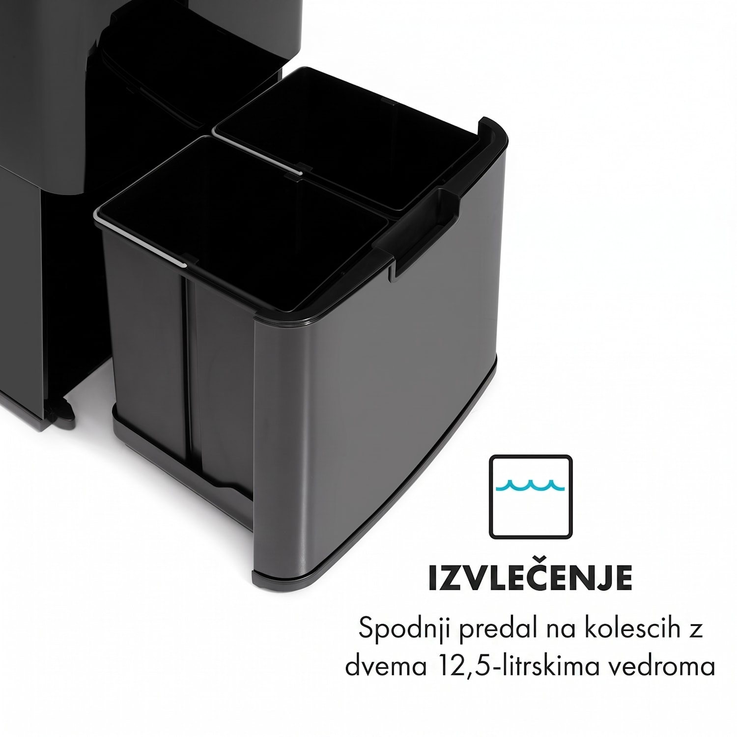 Touchless Black Stainless Steel, koš za odpadke, senzor, 72 l, črna barva Črna