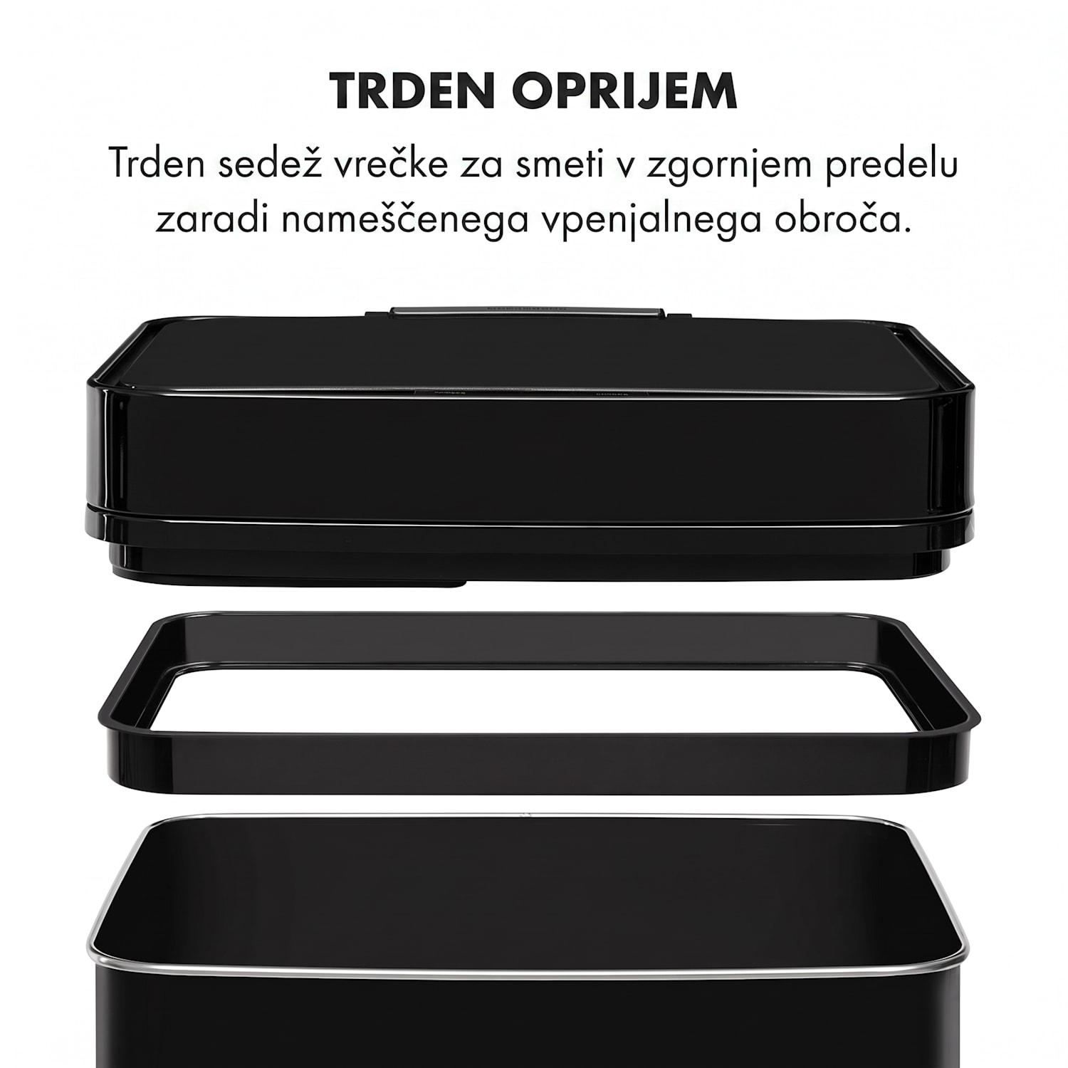 Touchless Black Stainless Steel, koš za odpadke, senzor, 72 l, črna barva Črna
