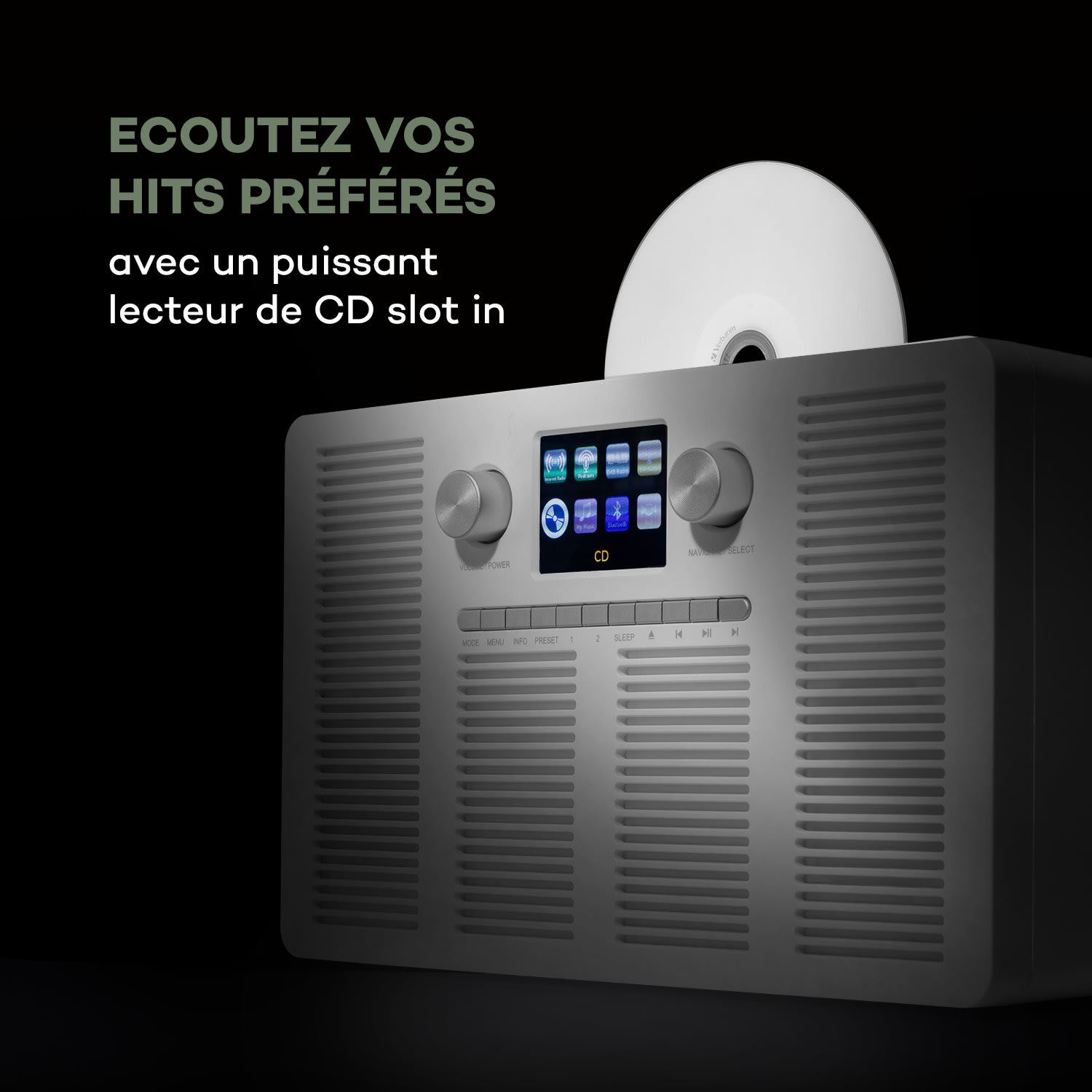Vertico Radio Internet avec lecteur CD IR / DAB + / FM BT Écran HCC 2,4 "