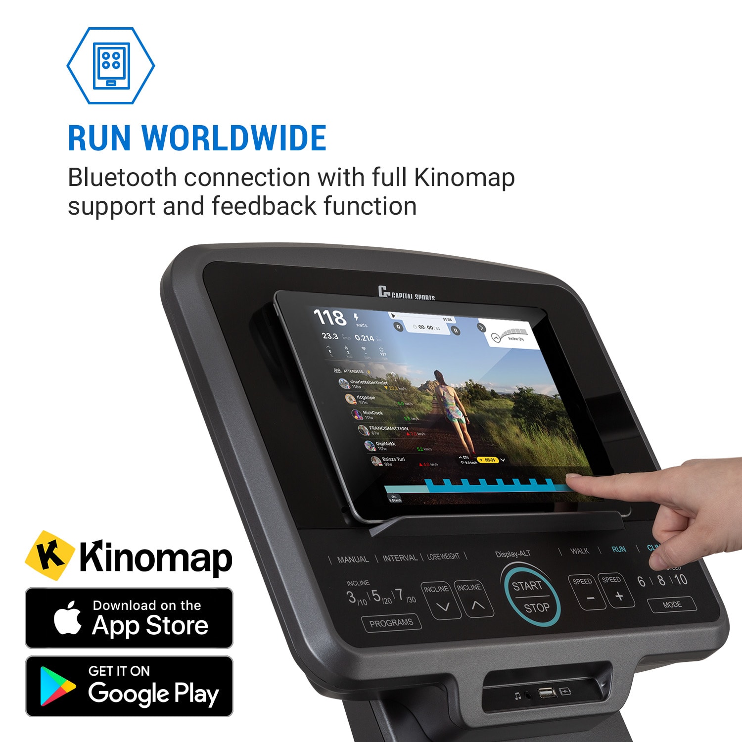 Challenger, futópad, 0,8 - 18 km / h, 40 ° -os dőlésszög, LCD kijelző