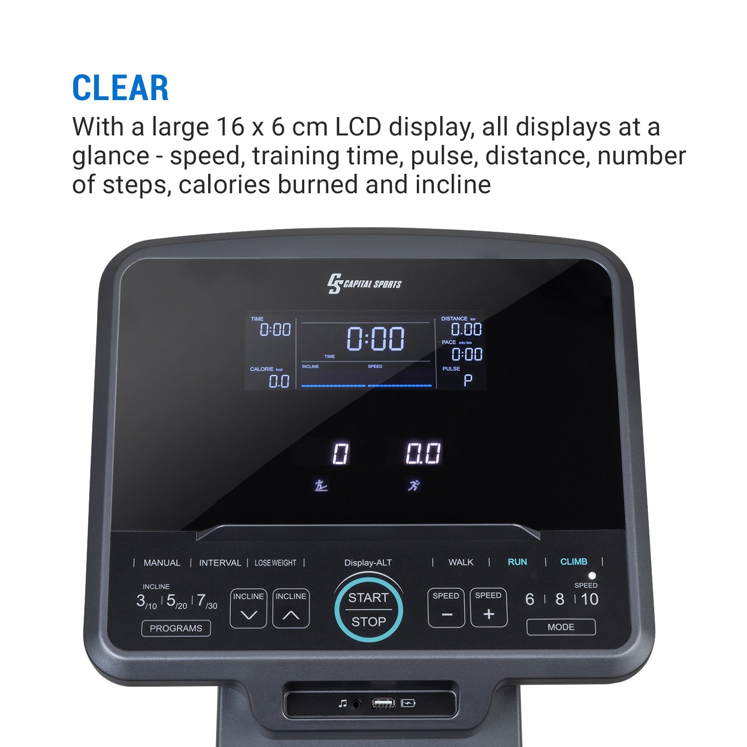 Challenger, futópad, 0,8 - 18 km / h, 40 ° -os dőlésszög, LCD kijelző