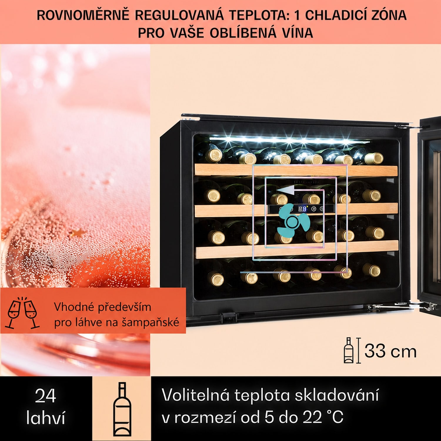 Vinsider 24D Built-In, vestavná vinotéka, Quartz Edition 24_bottles | 1 chladící zóna | Bílá
